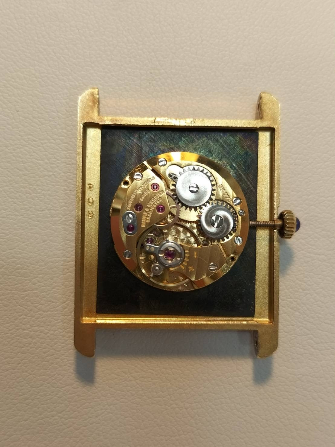 Baume & Mercier Rectangular 37059 (B) Manual winding Cal.8M775 750 Leather Genuine buckle (GP) Black (onyx) dial Overhauled