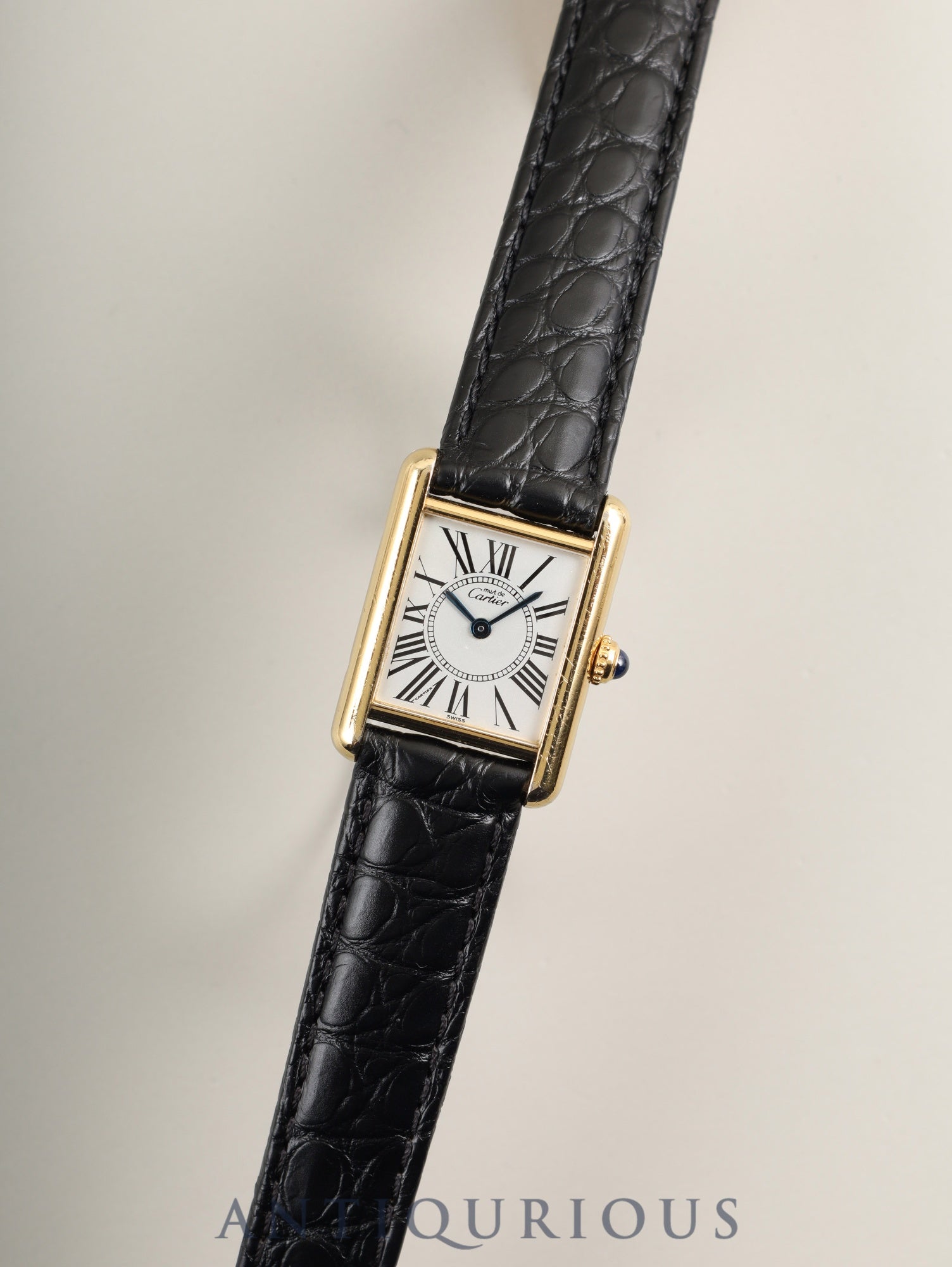 Cartier Must Tank SM 5057001 Quartz Cal. 057 SV925 Leather Genuine D-buckle (GP) Opalescent dial (SWISS markings) Box Warranty (1994) Complete service overhauled at a Cartier boutique on January 2, 2019