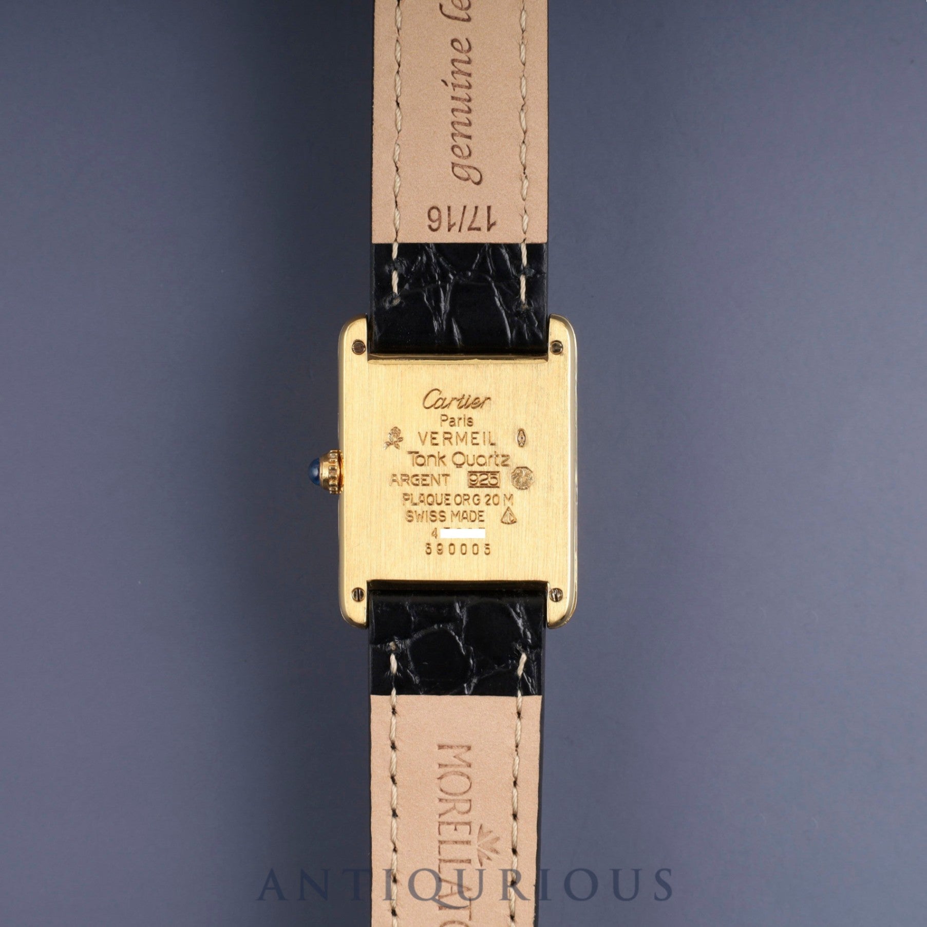 Cartier Must Tank LM 590005 Quartz Cal.90 SV925 Leather Genuine Buckle (GP) Ivory Roman Dial Overhauled and Finished to Like New