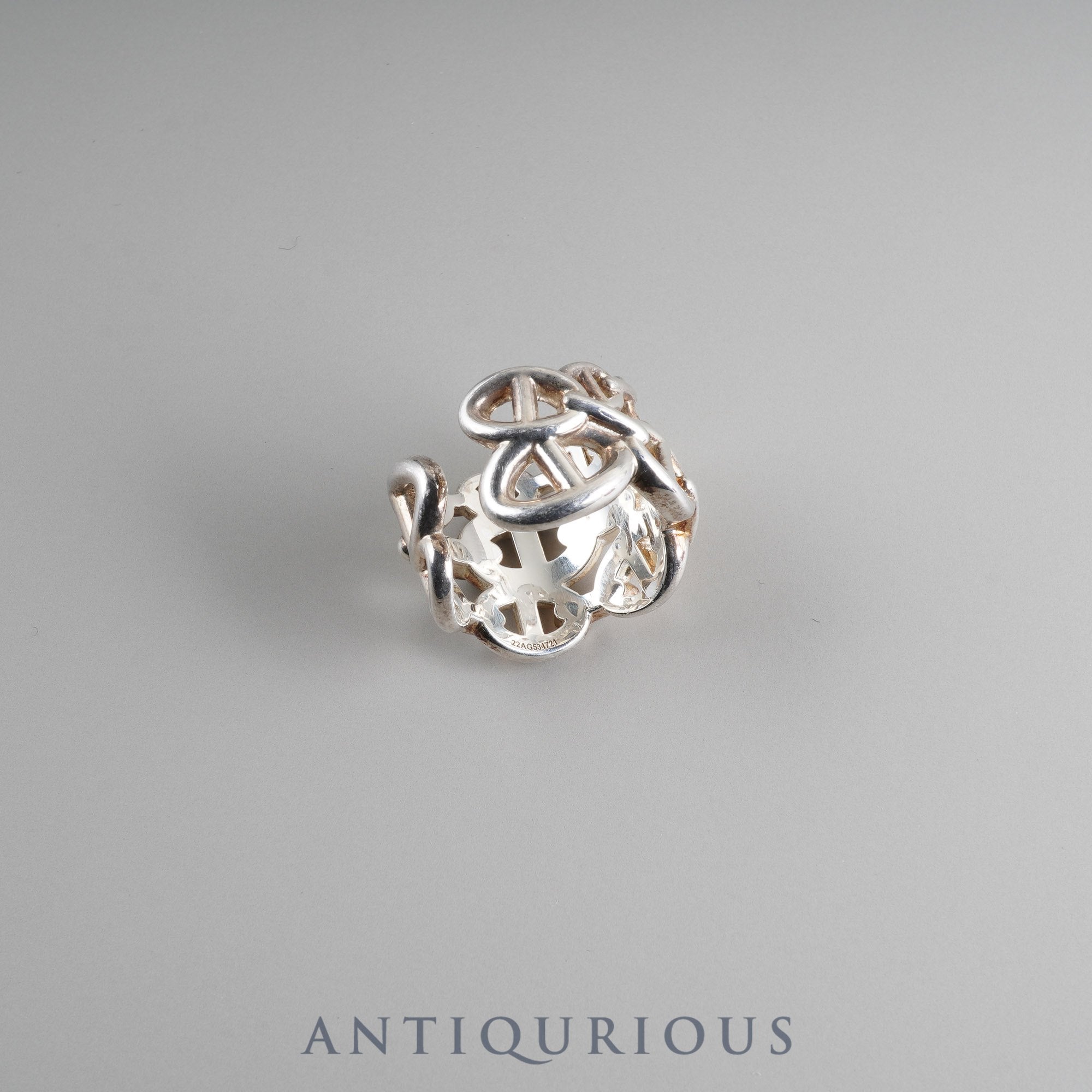 Hermes Chaine d'Ancre Enchaine GM Ring, Sterling Silver #55, Box, 22nd Anniversary