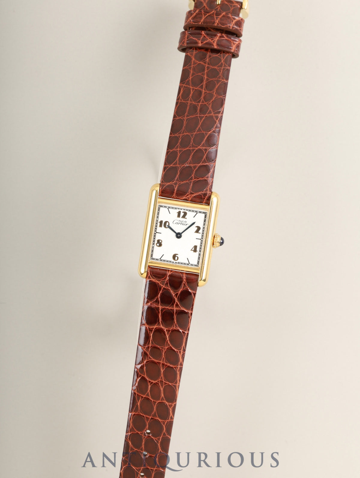 Cartier Must Tank SM 5057001 Quartz Cal.057 SV925 Leather Genuine Pin Buckle (GP) Arabic Dial (SWISS marking) Overhauled Polished