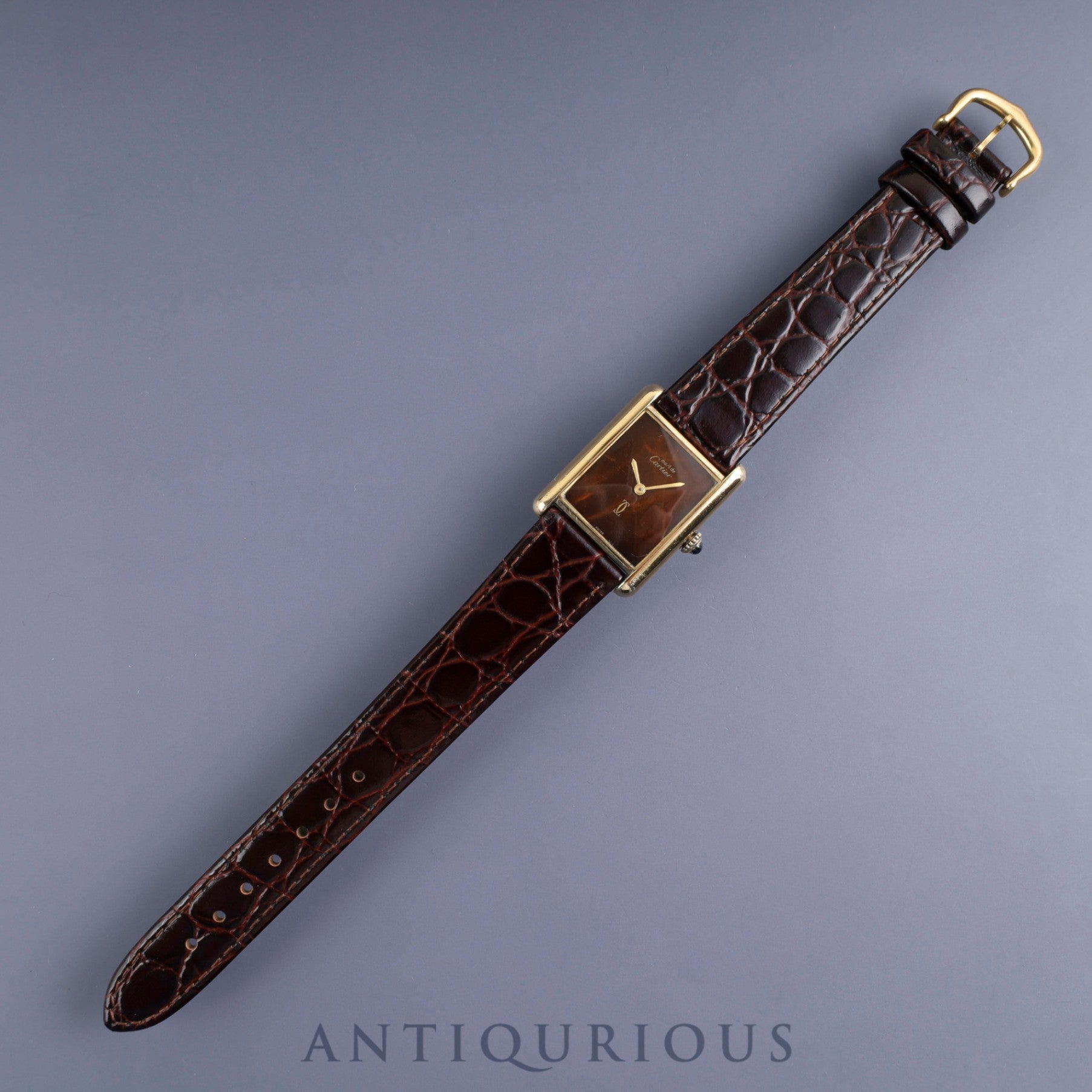 Cartier Must Tank LM Manual winding Cal.78-1 SV925 Leather Genuine buckle (GP) Mahogany dial Overhauled