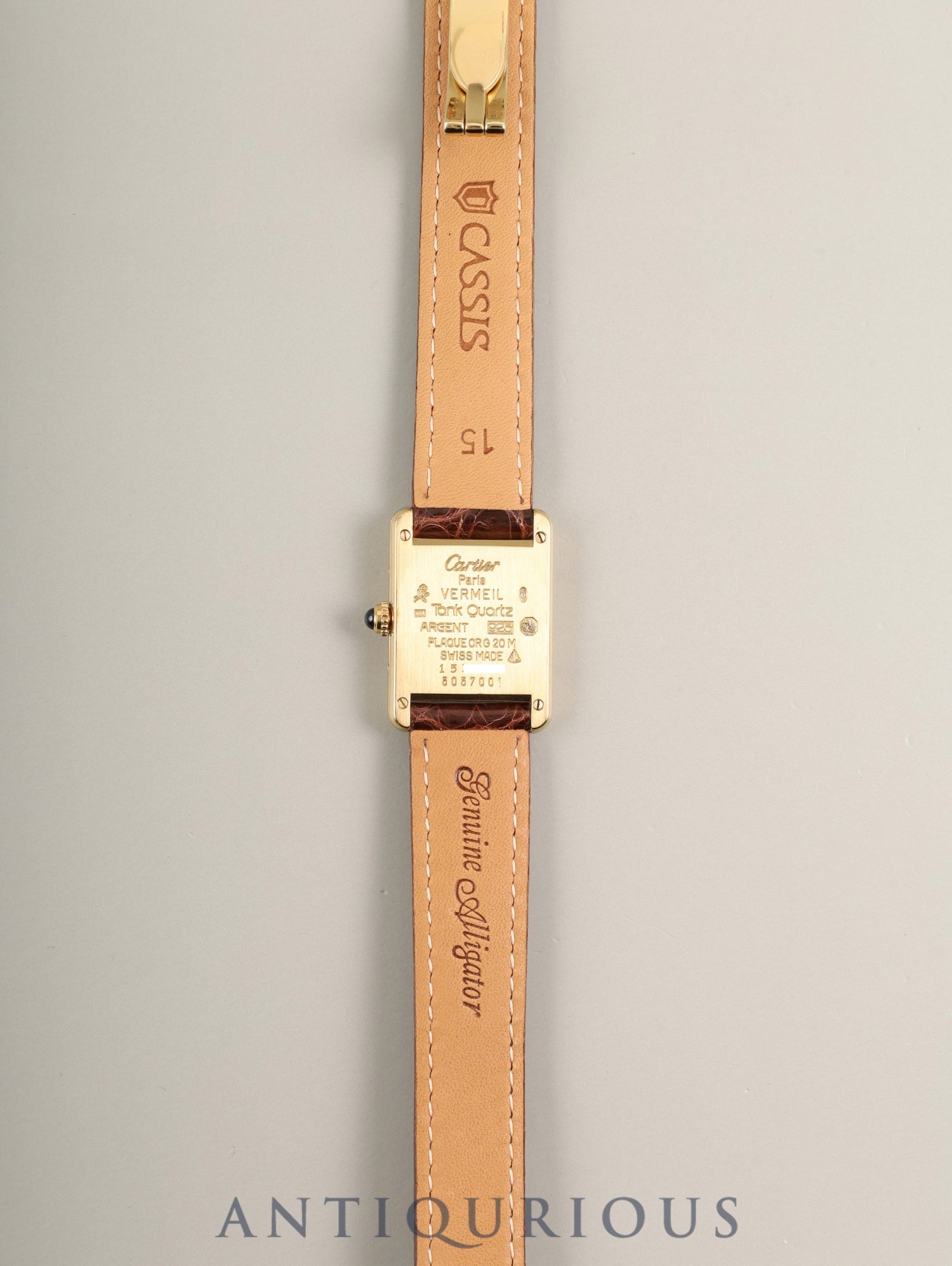 Cartier Must Tank SM 5057001 Quartz Cal.057 SV925 Leather Genuine Deployant Buckle (GP) Trinity Dial (SWISS marking) Box Genuine Leather Strap Included Overhauled