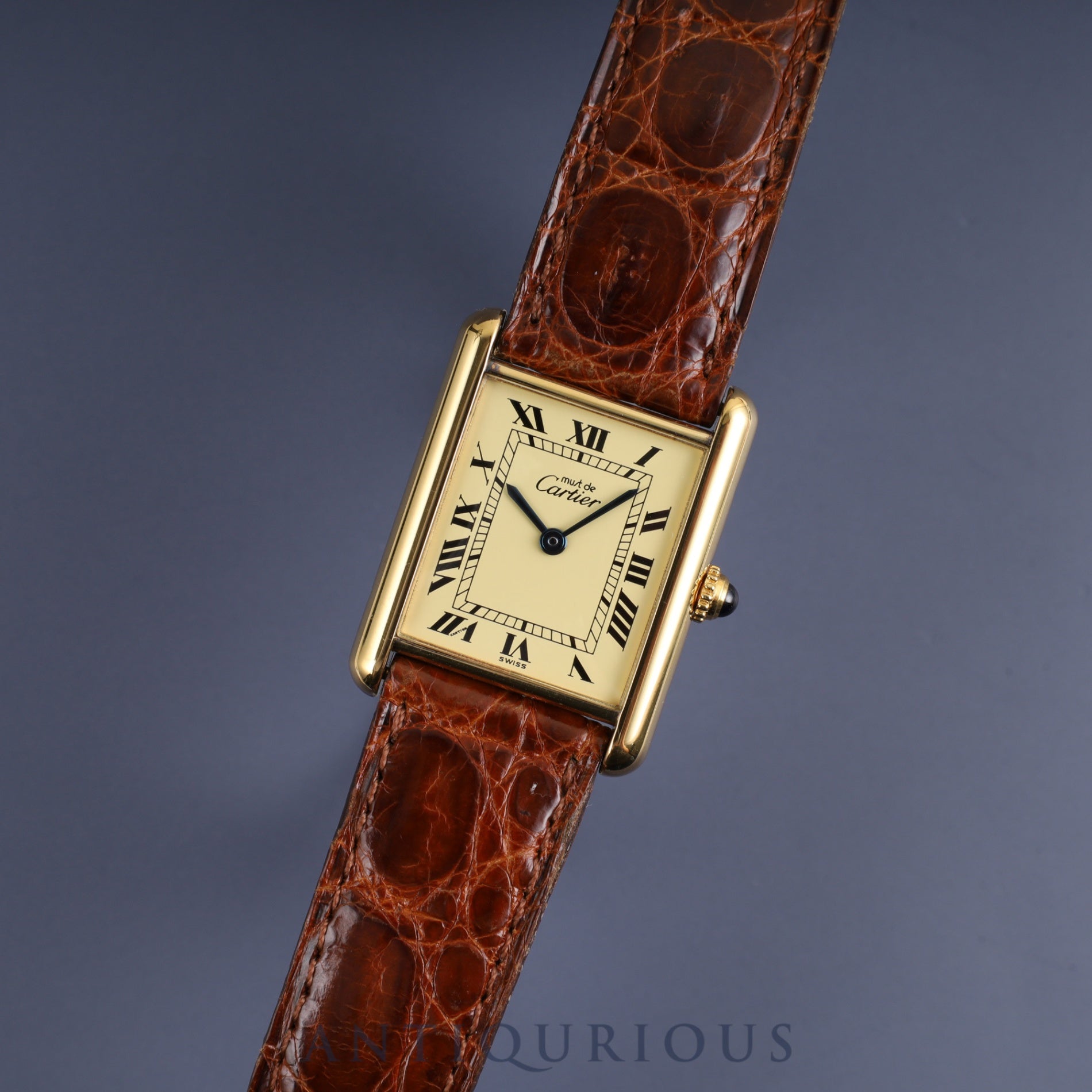 Cartier Must Tank LM 590005 Quartz Cal.90 SV925 Genuine leather strap Genuine buckle (GP) Ivory Roman dial Warranty (1989) Overhauled