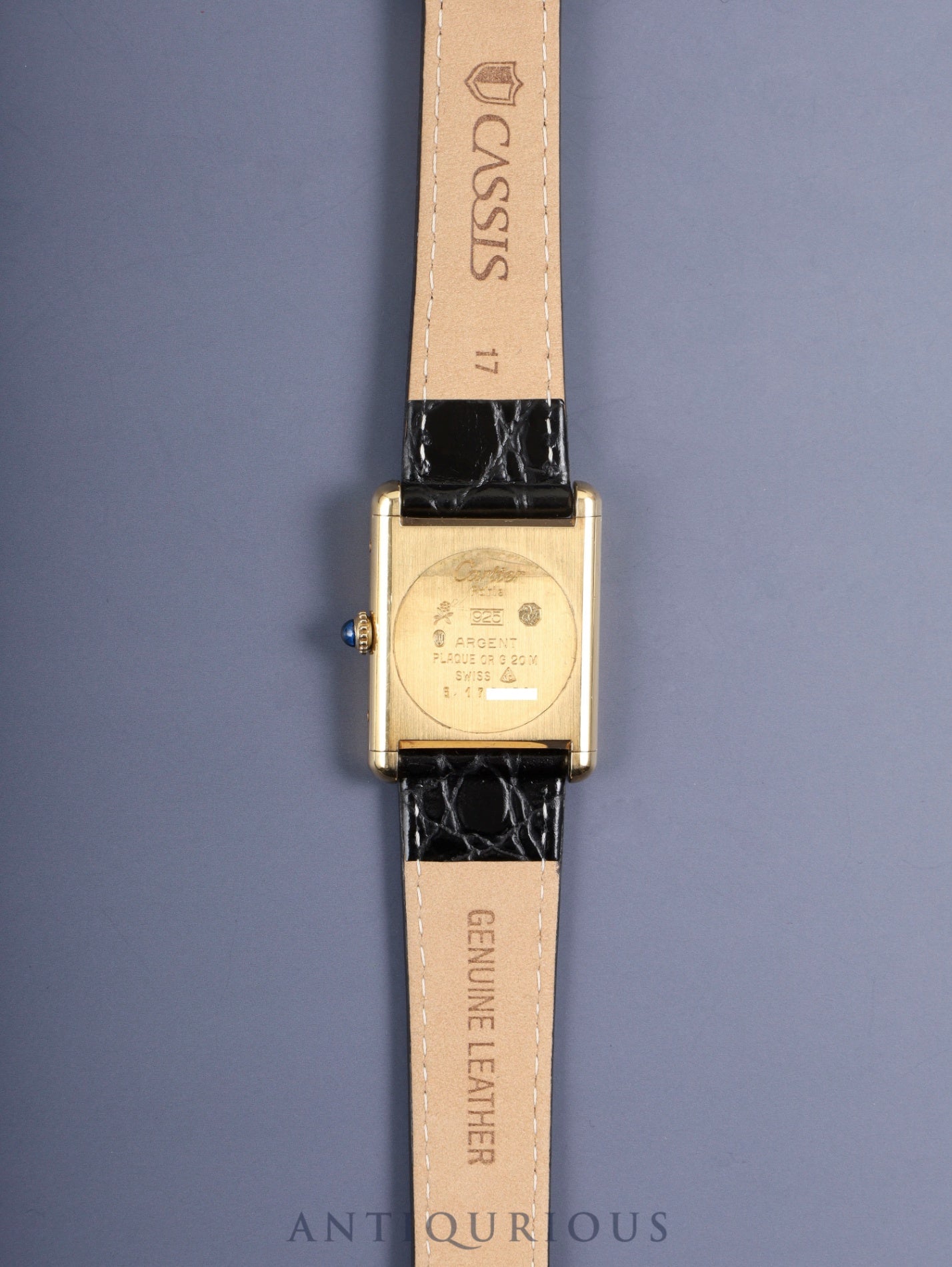 Cartier Must Tank LM Manual Winding Cal. 78-1 SV925 Leather Genuine Buckle (GP) Onyx Dial Box Booklet Warranty (1981) Overhauled