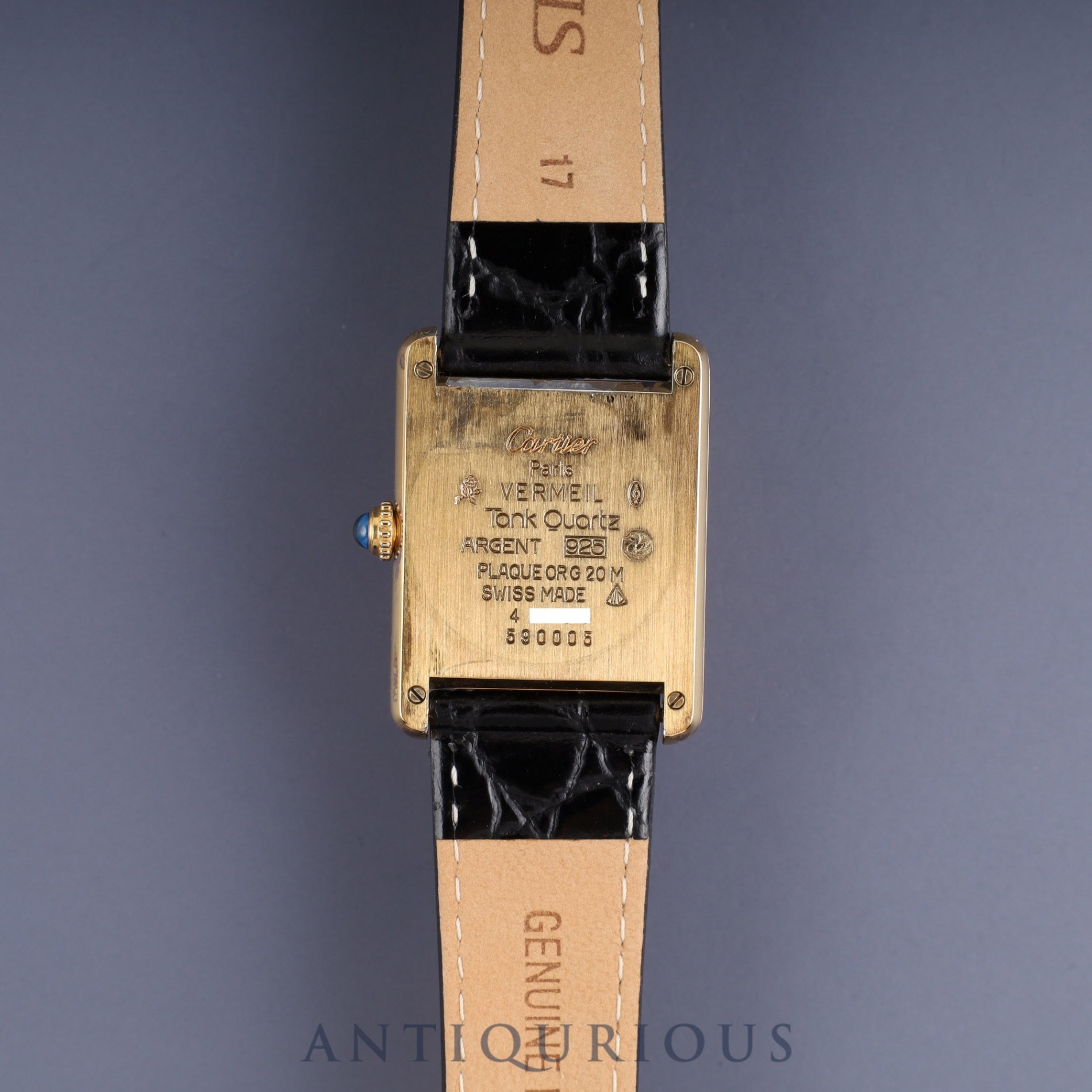 カルティエ マストタンク LM 590005 クォーツ SV925 革 純正尾錠(GP)アラビア文字盤 カルティエブティックにてコンプリートサービス済み