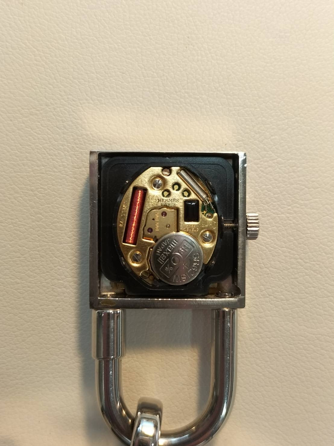 Hermes Kelly Watch KE1.210 Quartz SS Genuine Leather Strap (□D Stamp: 2000) Genuine Buckle (SS) Black Dial Overhauled