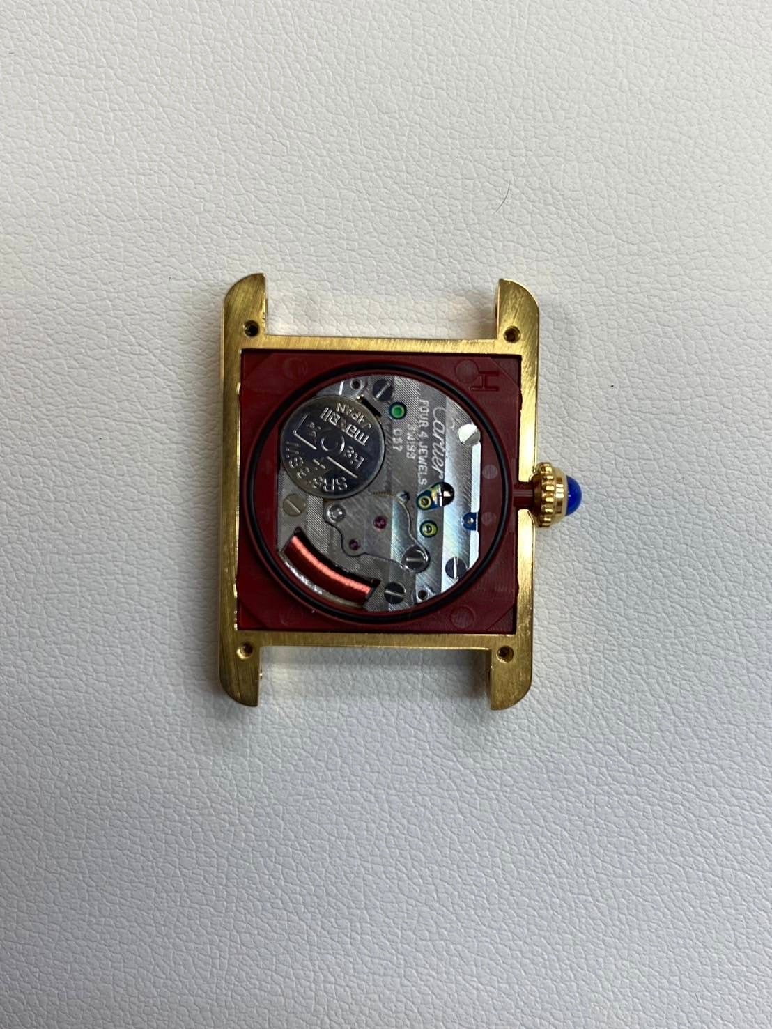 Cartier Must Tank SM 1613 Quartz Cal.057 SV925 Leather Genuine Buckle (GP) Ivory Dial Box Booklet Overhauled