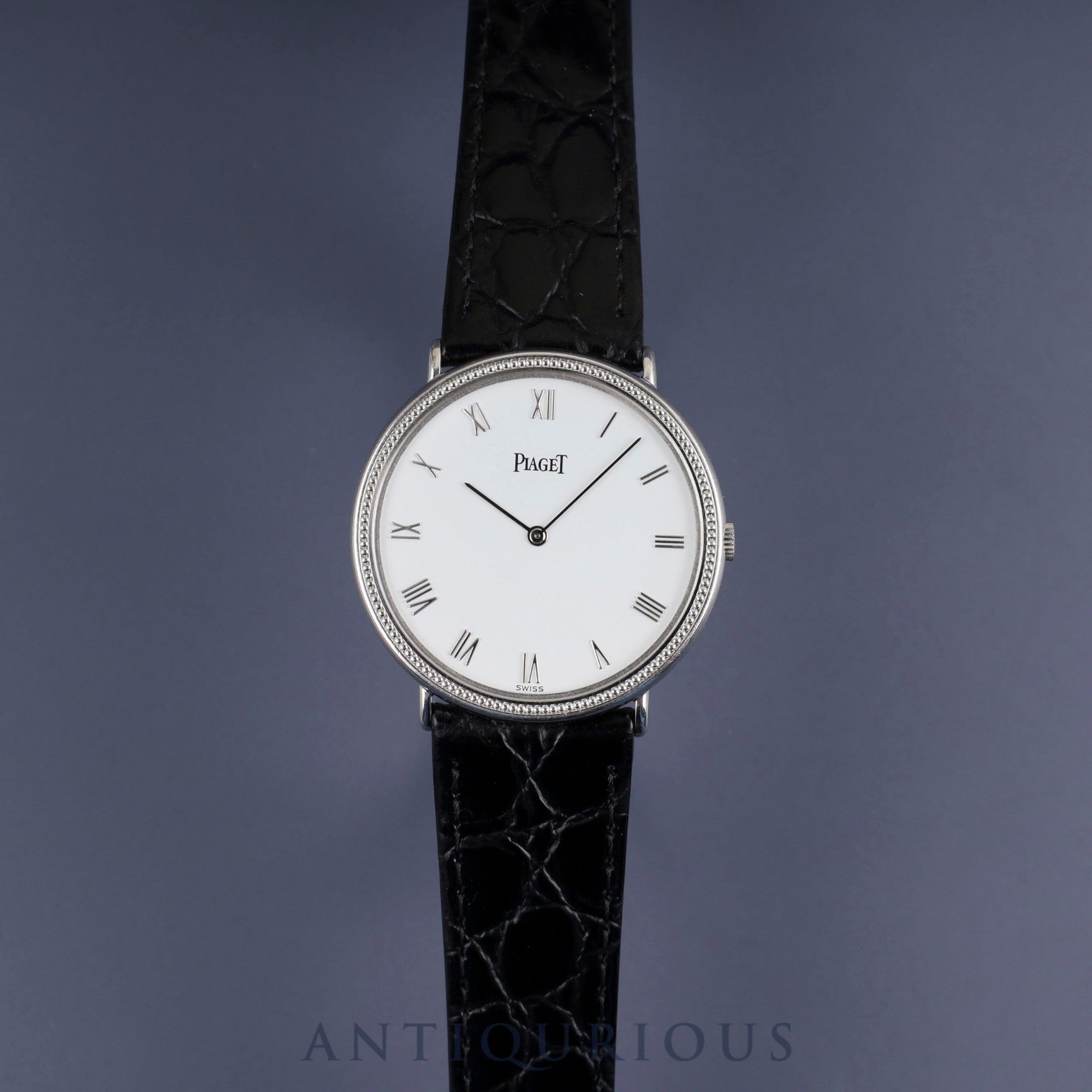 Piaget Round 90231 Manual winding Cal.9P2 750 Leather Genuine buckle (750) White Roman dial Overhauled