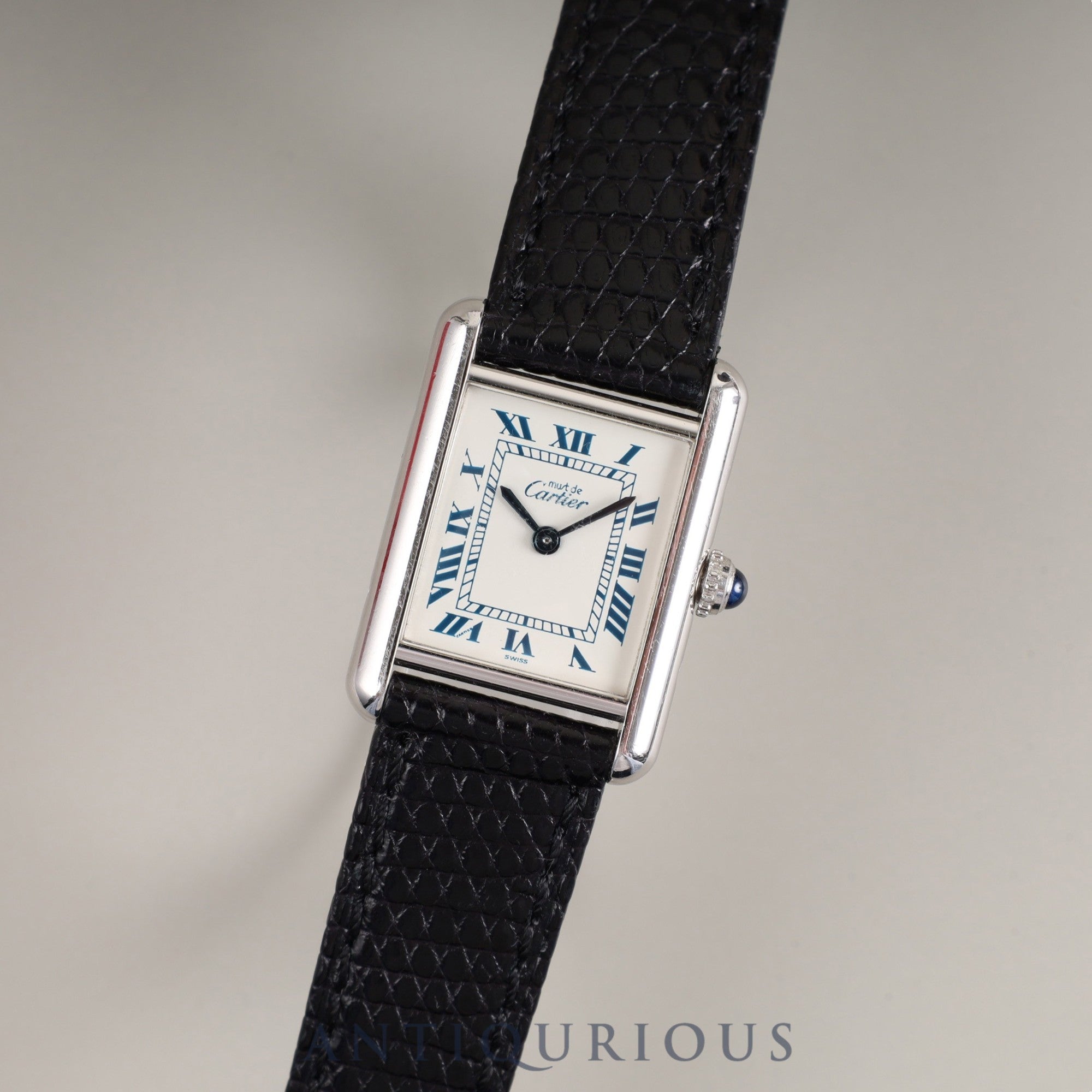 Cartier Must Tank SM 6057002 Quartz Cal.057 SV925 Leather Genuine Buckle (SS) White Roman Dial Box Overhauled