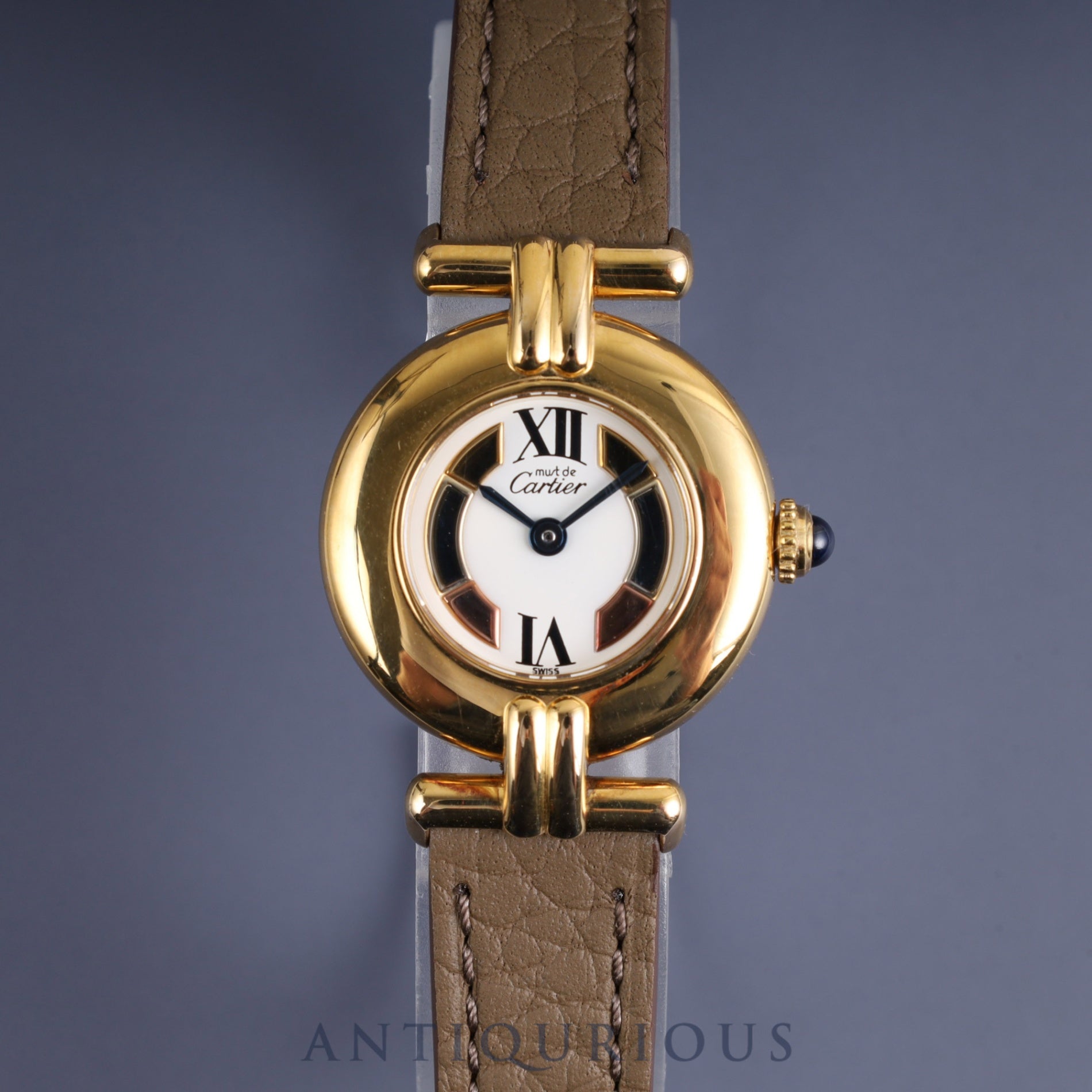 Cartier Must Colisee W1006654 / 590002 Quartz Cal.90.06 SV925 Leather Third party buckle (GP) Trinity dial Box Warranty (1995) Overhauled