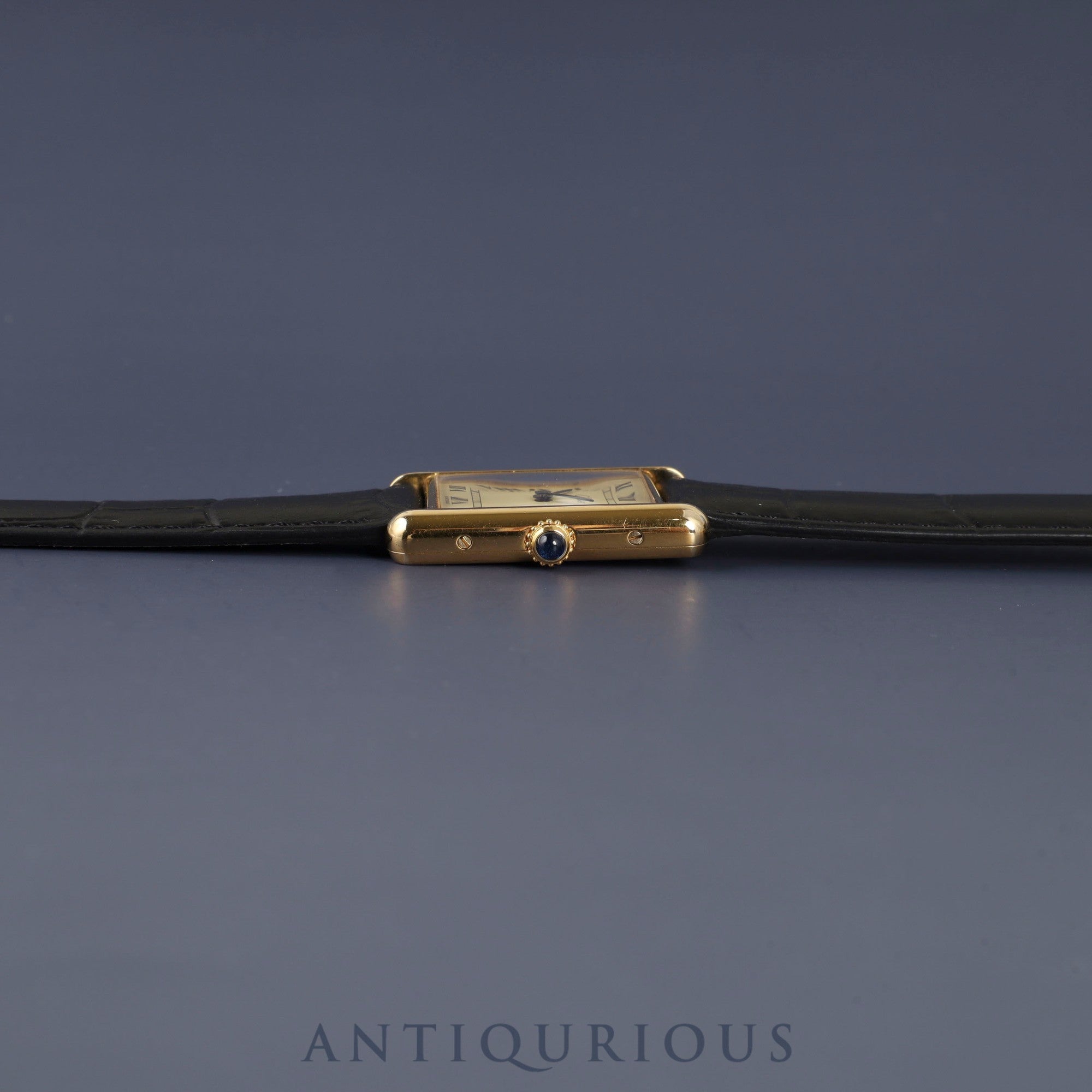 Cartier Must Tank LM 590005 Quartz Caliber 90 SV925 Leather Strap with Genuine GP Buckle Ivory Roman Dial Box and Booklet Overhauled