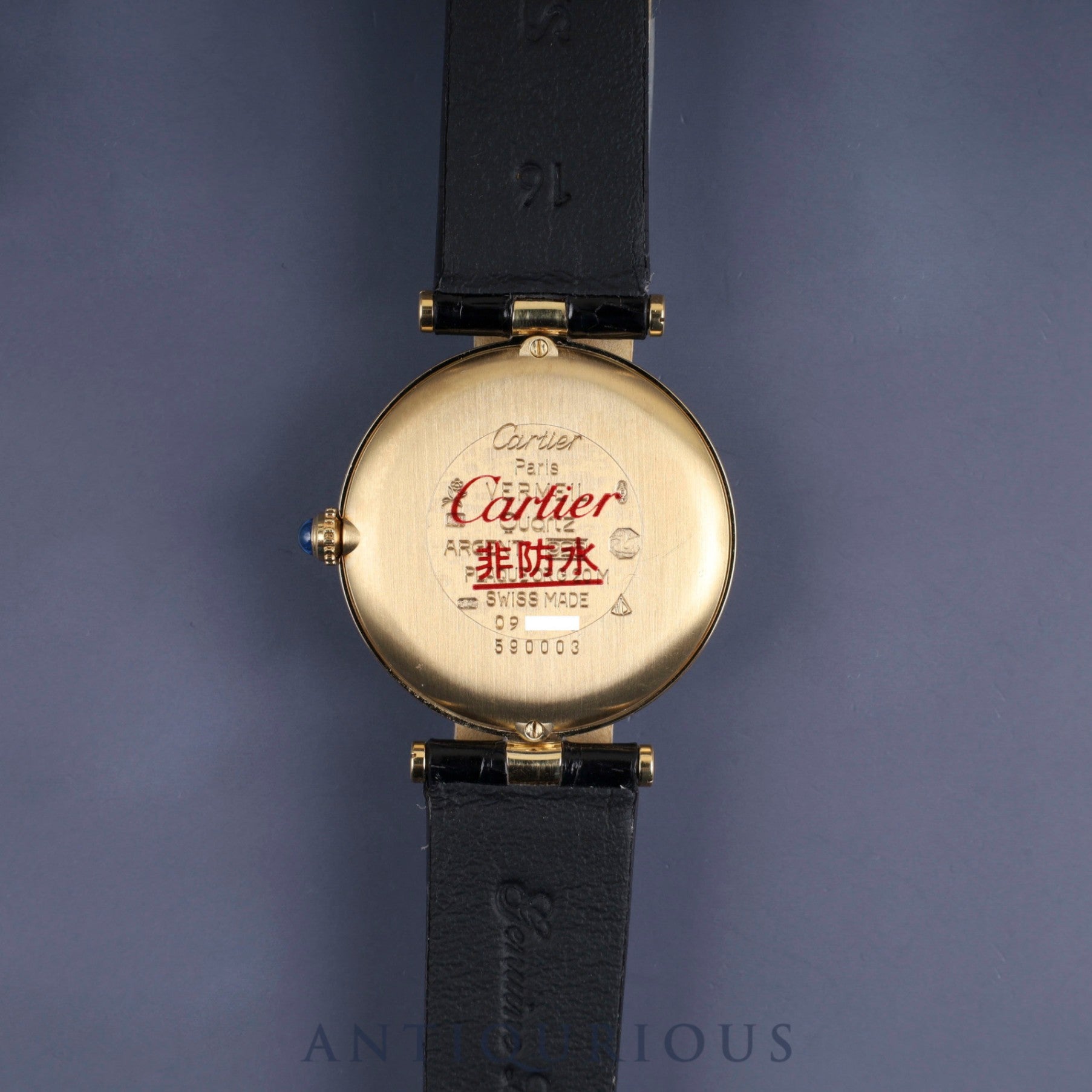 カルティエ マスト ヴァンドーム VLC LM 590003 クォーツ SV925 革 純正尾錠(GP) オパラン文字盤 カルティエブティックにてコンプリートサービス済み