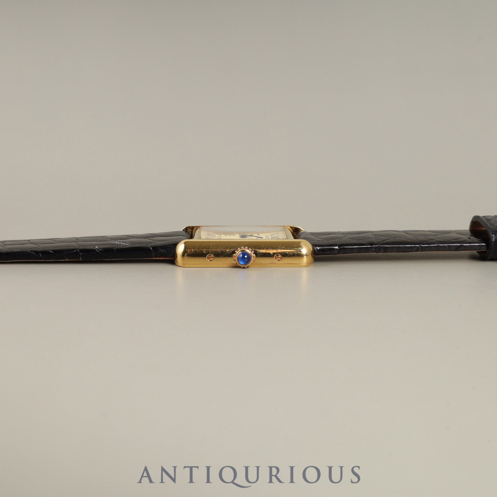 カルティエ マストタンク MM 2415 クォーツ Cal.057 SV925 革 純正尾錠(GP) アイボリーローマン文字盤 オーバーホール済み