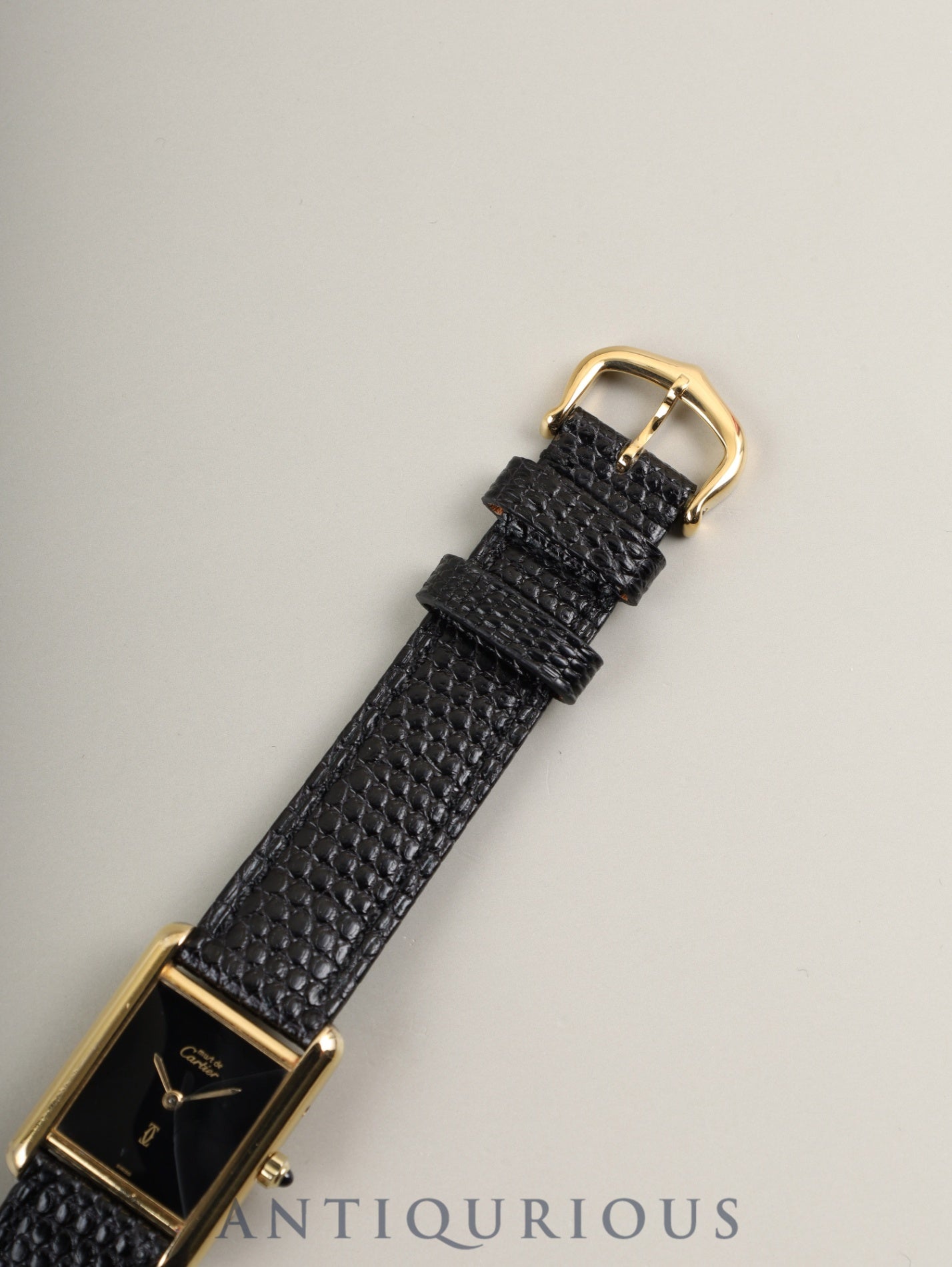 カルティエ マストタンク SM 3 66001クォーツ Cal.157 SV925 革 純正ピンバックル(GP)オニキス文字盤(SWISS表記)オーバーホール済み