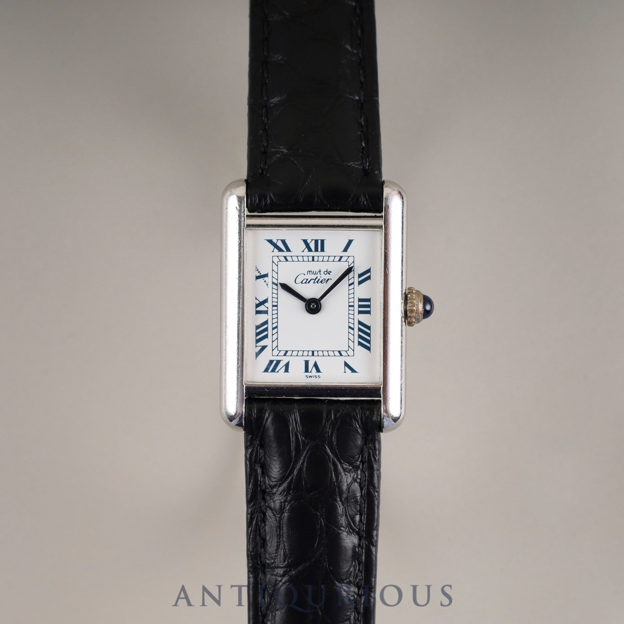 カルティエ マストタンク SM 1614 クォーツ Cal.057 SV925 革 純正Dバックル(SS) ホワイトローマン文字盤 オーバーホール済み