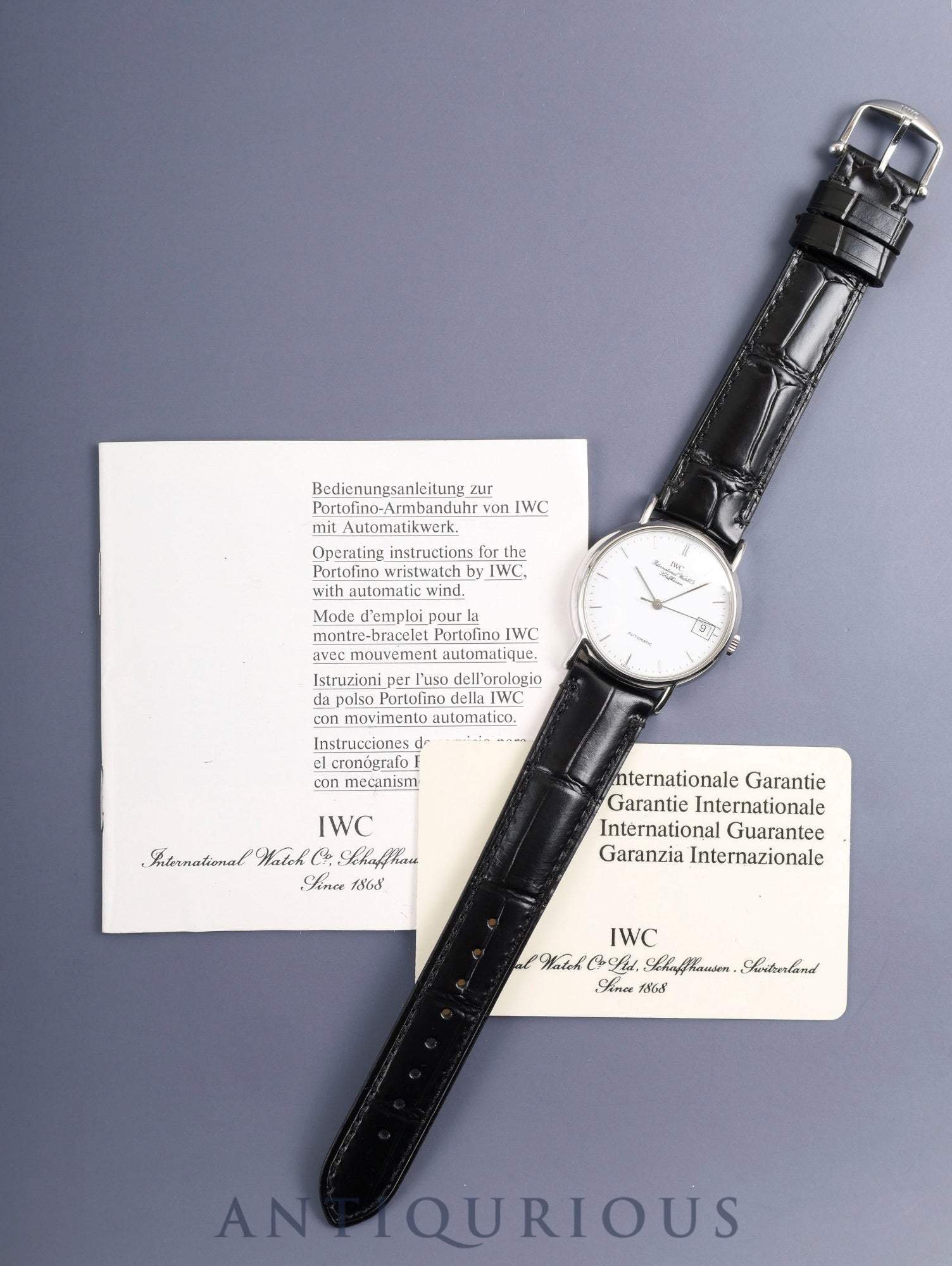 アイダブリュシー ポートフィノ IW351320 自動巻き Cal.37521 SS 革 純正尾錠(SS)ホワイト文字盤 冊子 保証書(1993年)オーバーホール済み