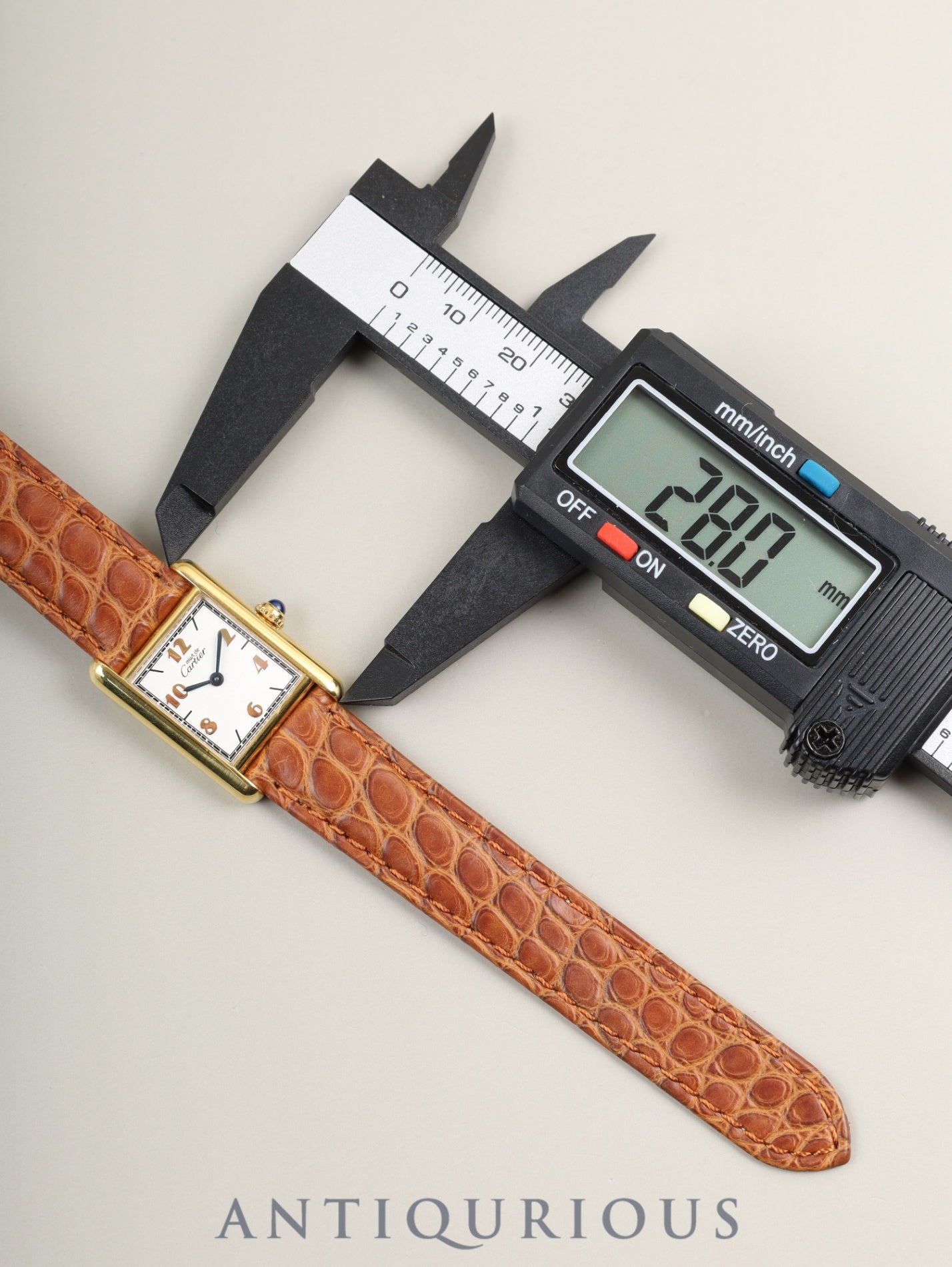 Cartier Must Tank SM 1613 Quartz Caliber 057 SV925 Leather Strap with Genuine D-Clasp (GP) Arabic CC Dial (SWISS Markings) Overhauled and Polished to Look Like New