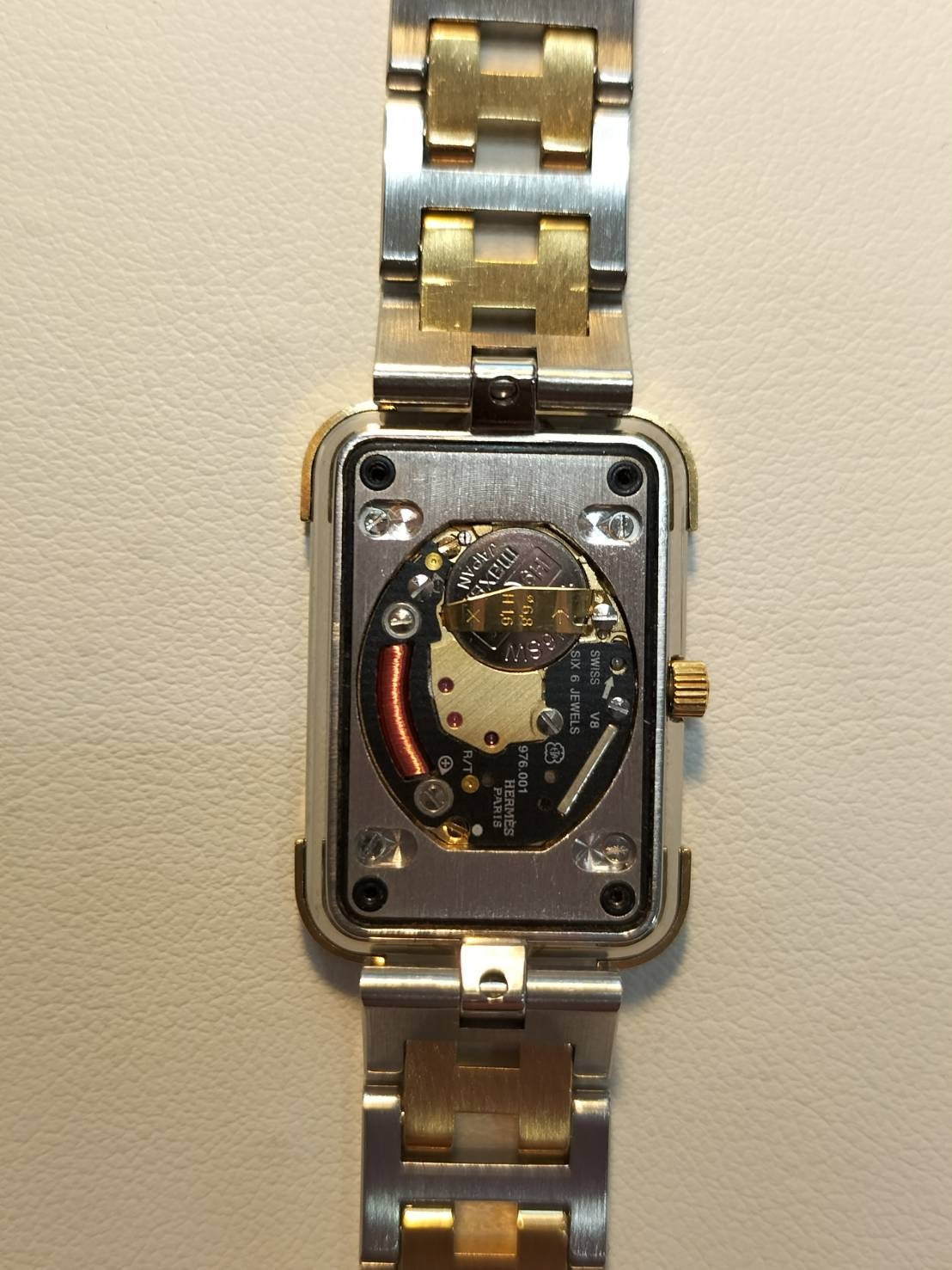 Hermes Cloajour CR1.240 Quartz Cal.976.001 SS / GP SS / GP Champagne Dial Overhauled