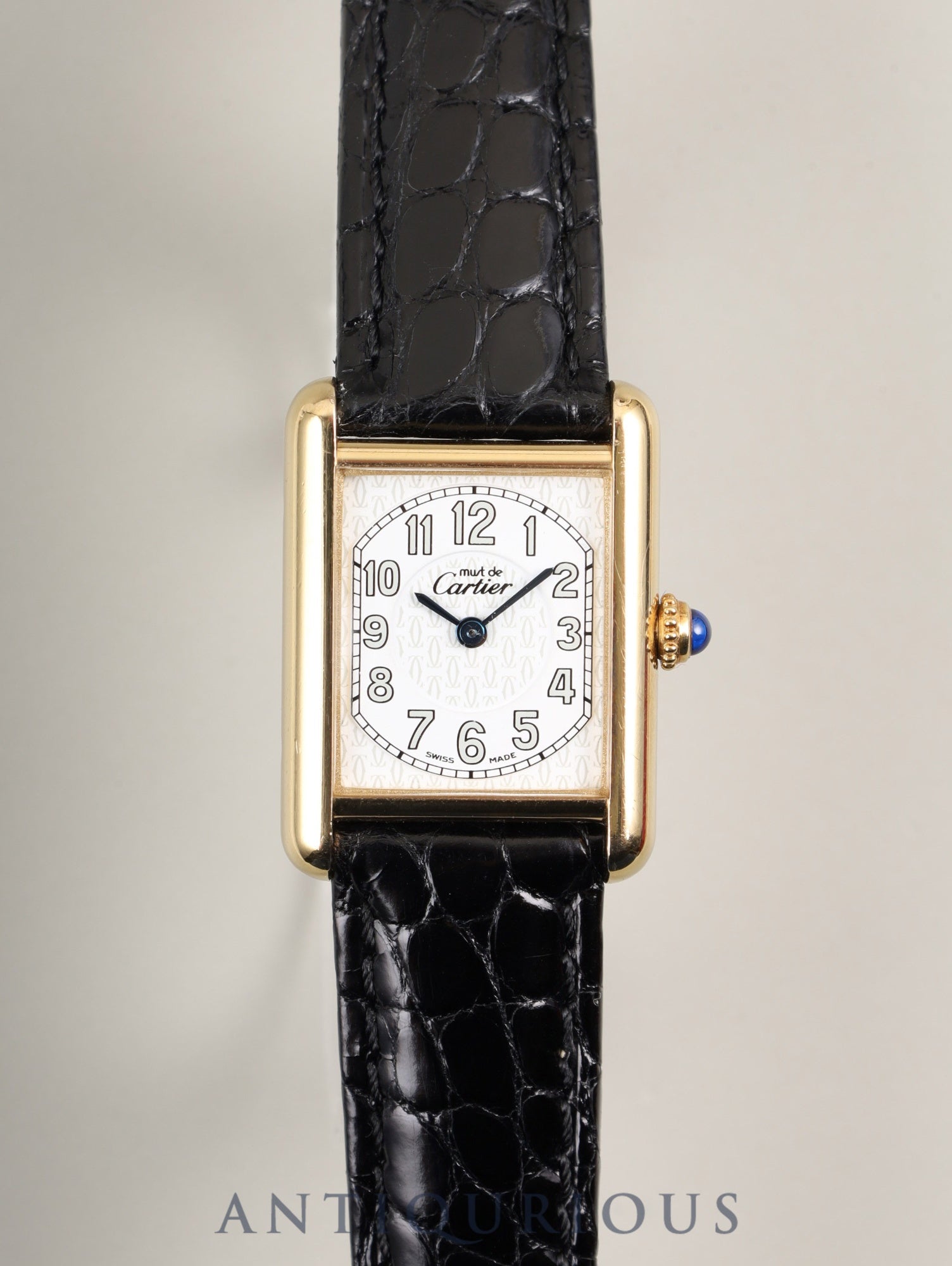 カルティエ マストタンク MM 2415 クォーツ Cal.057 SV925 革 純正Dバックル テレフォンダイヤル文字盤(SWISS MADE表記) 1990年頃~2004年頃 箱 オーバーホール済み