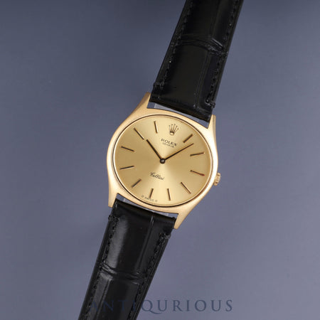 Rolex Cellini 3806/8 Manual winding Cal.1600 YG Leather Genuine buckle (GP) Champagne dial 40 series (1974) Overhauled
