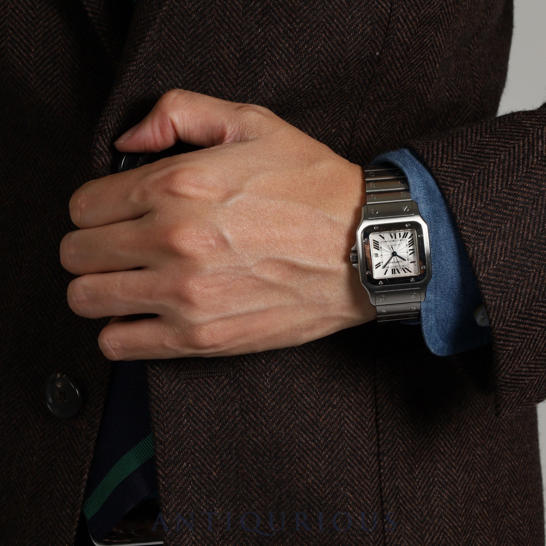 カルティエ サントス ガルベLM W20055D6 / 2319 自動巻き SS SS シルバー文字盤 箱 保証書(2005年) コマ1 オーバーホール済み