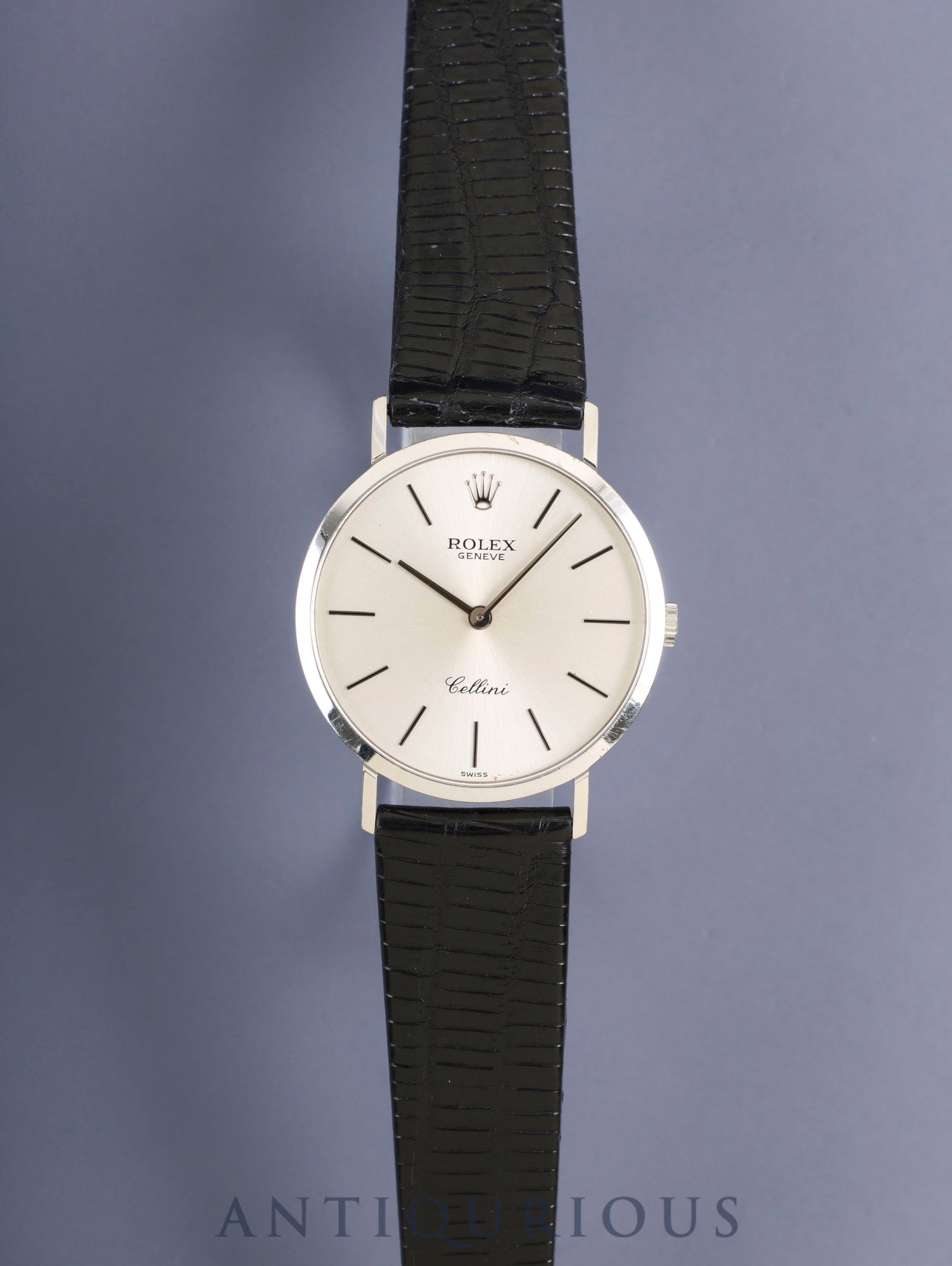 ロレックス チェリーニ 4112/9 手巻き Cal.1601 750WG 革 純正ピンバックル(750WG)シルバー文字盤 W番台(1994-1995年) 保証書(1996年)冊子 オーバーホール済み