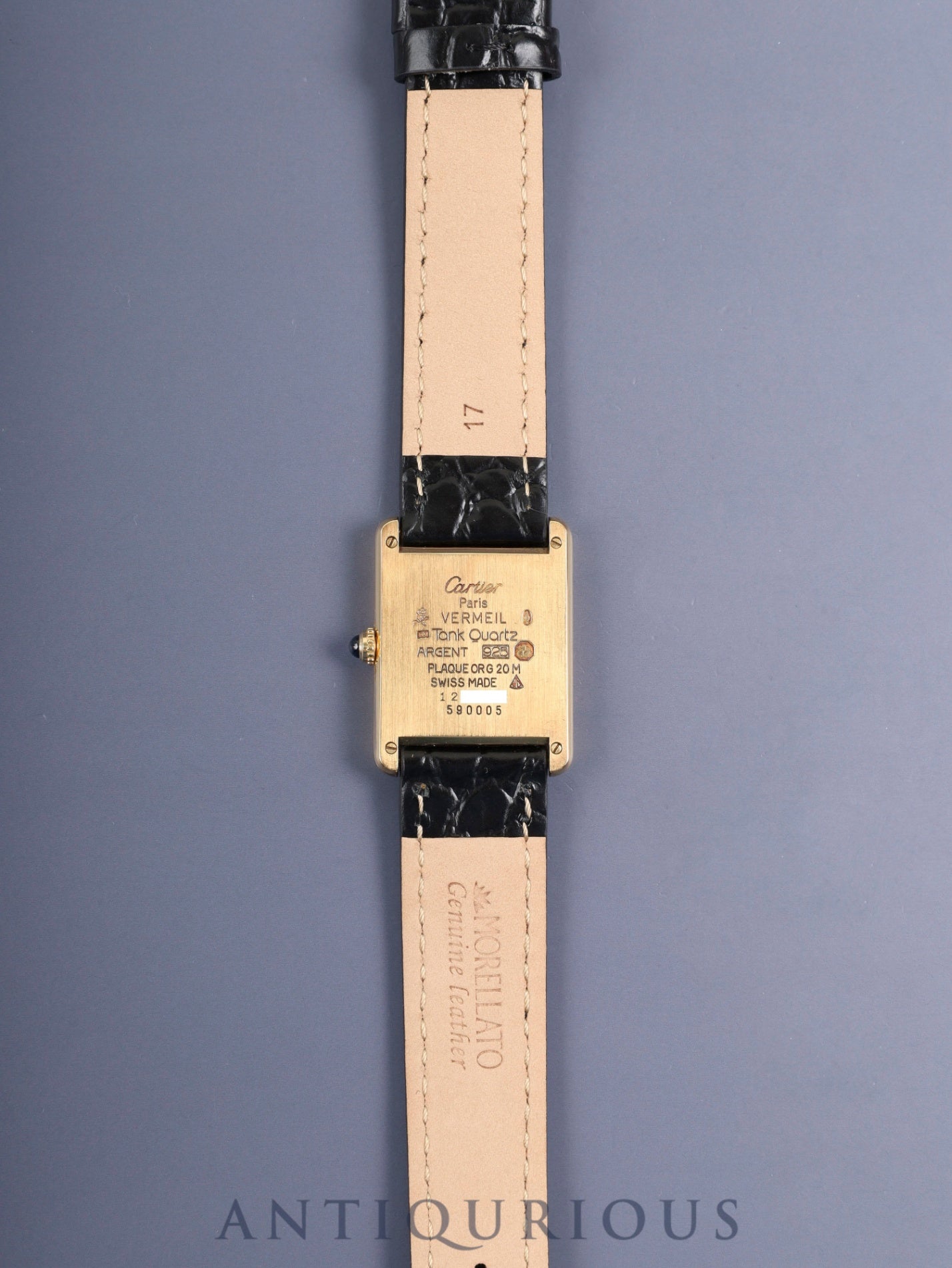 Cartier Must Tank LM 590005 Quartz Cal.90 SV925 Leather Original Pin Buckle (GP) Straight Roman Dial (SWISS marking) Overhauled
