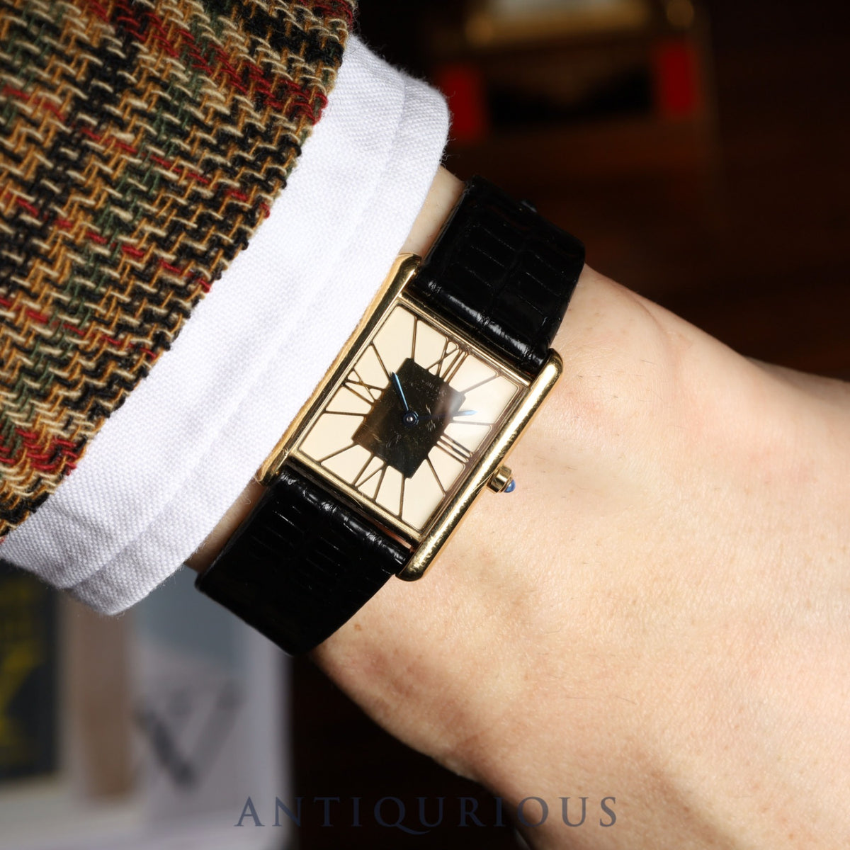 Cartier Must Tank LM 6 81006 Quartz Caliber 81 SV925 Leather Strap with Genuine GP Buckle Ivory Cloisonné Dial Circa 1982-1995 Warranty Card Overhauled