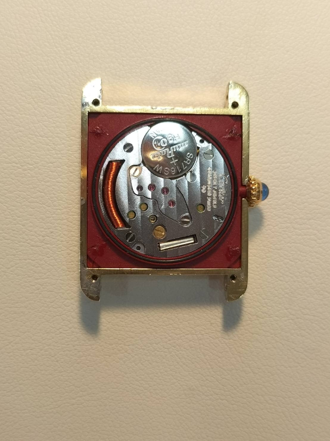 Cartier Must Tank LM 590005 Quartz Cal90 SV925 Leather Genuine D Buckle (GP) Arabic Dial Overhauled