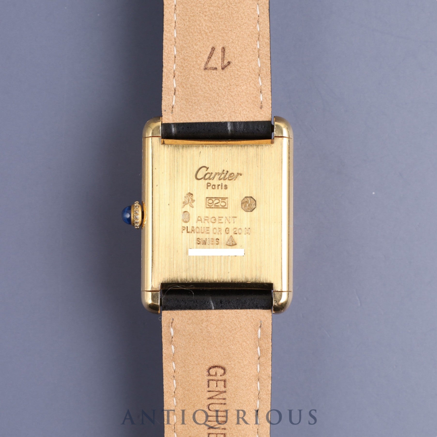 カルティエ マストタンク LM 手巻き Cal.78-1  SV925 革 純正Dバックル(GP)オニキス文字盤 オーバーホール済み 新品仕上げ済み