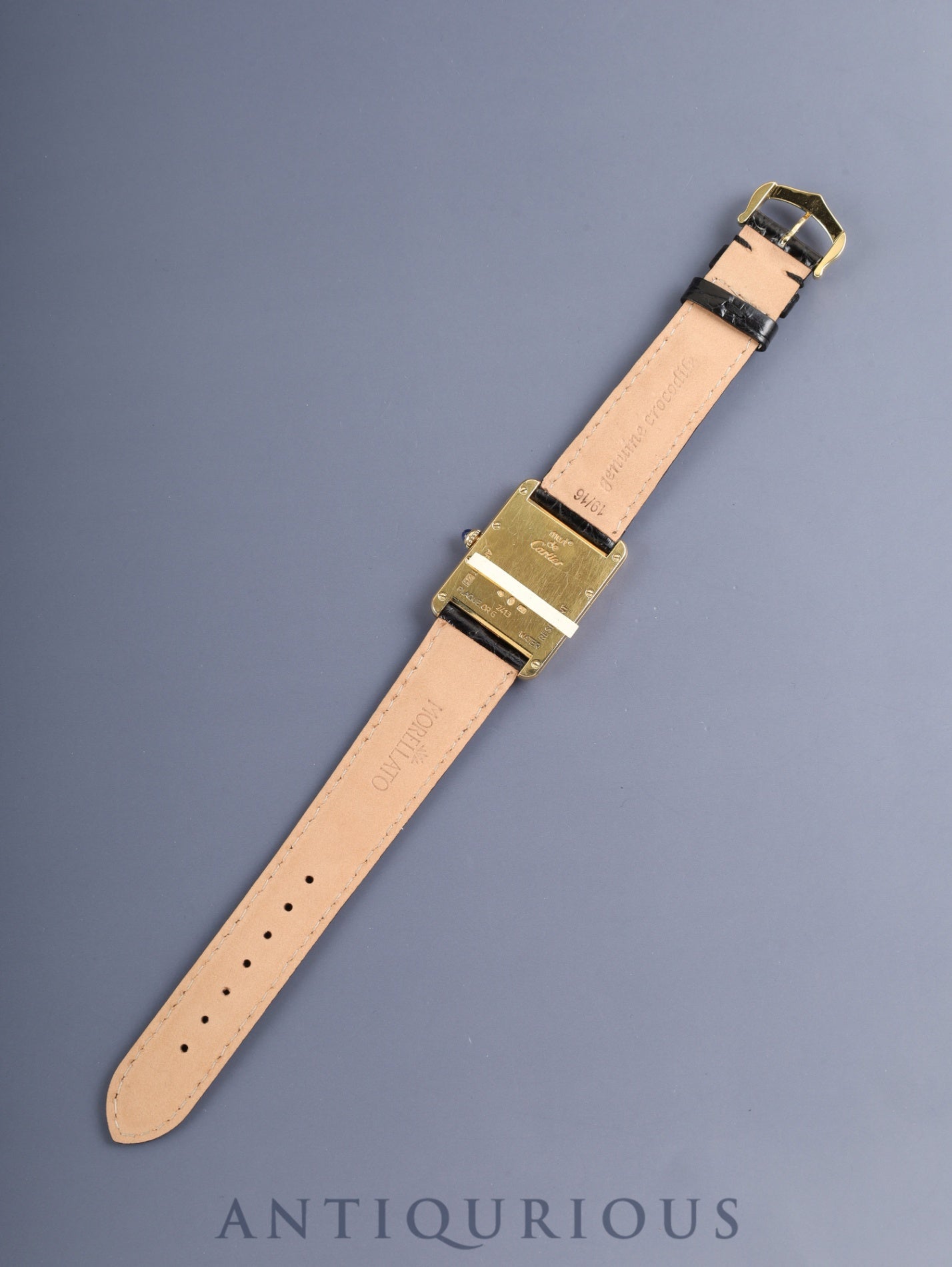Cartier Must Tank GM 2413 Cal.687 Quartz SV925 Leather Genuine Pin Buckle (GP) Ivory Roman Dial (SWISS MADE) Overhauled