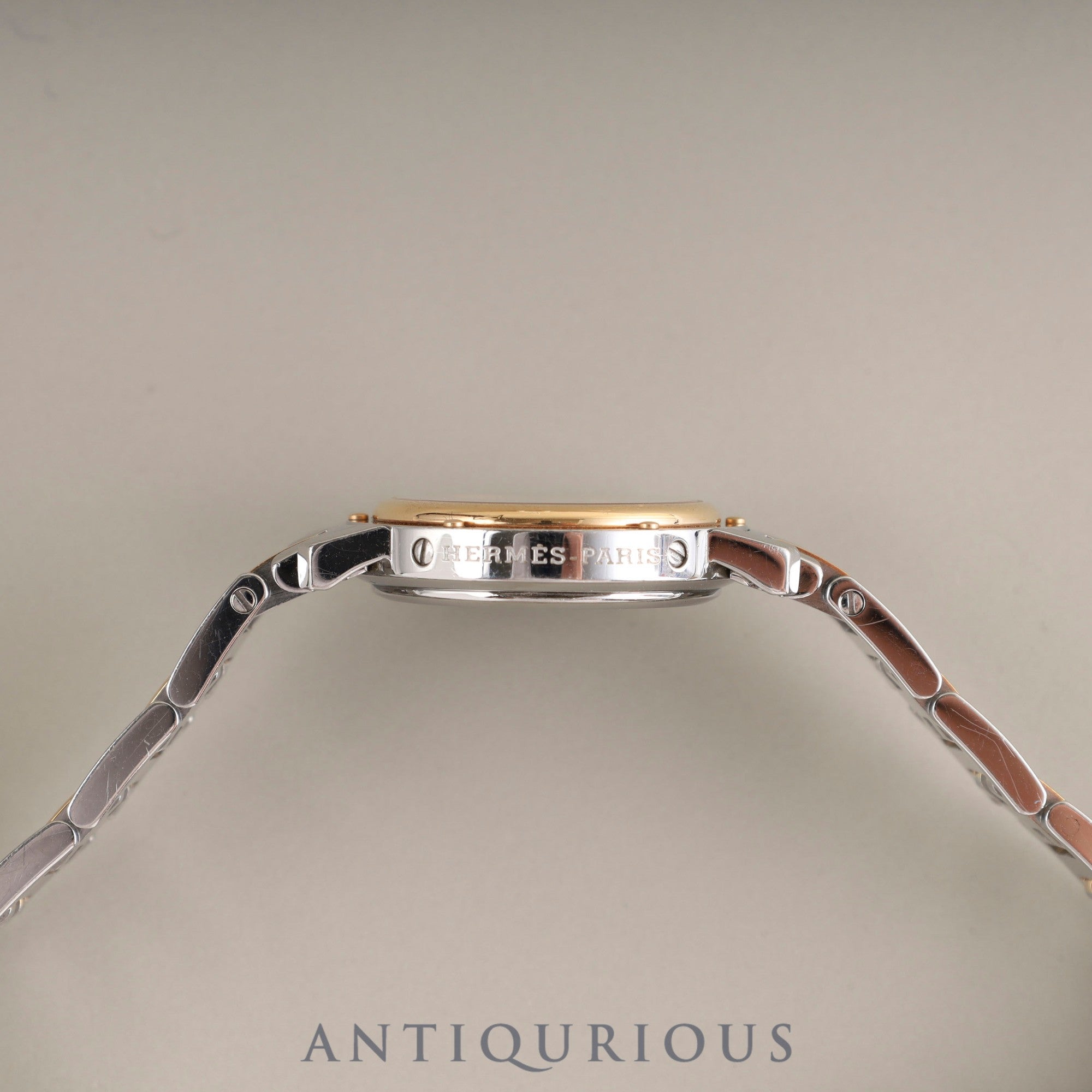 Hermes Clipper Nacle CL4.221 Quartz SS/GP Shell Arabic Dial Box Warranty Overhauled