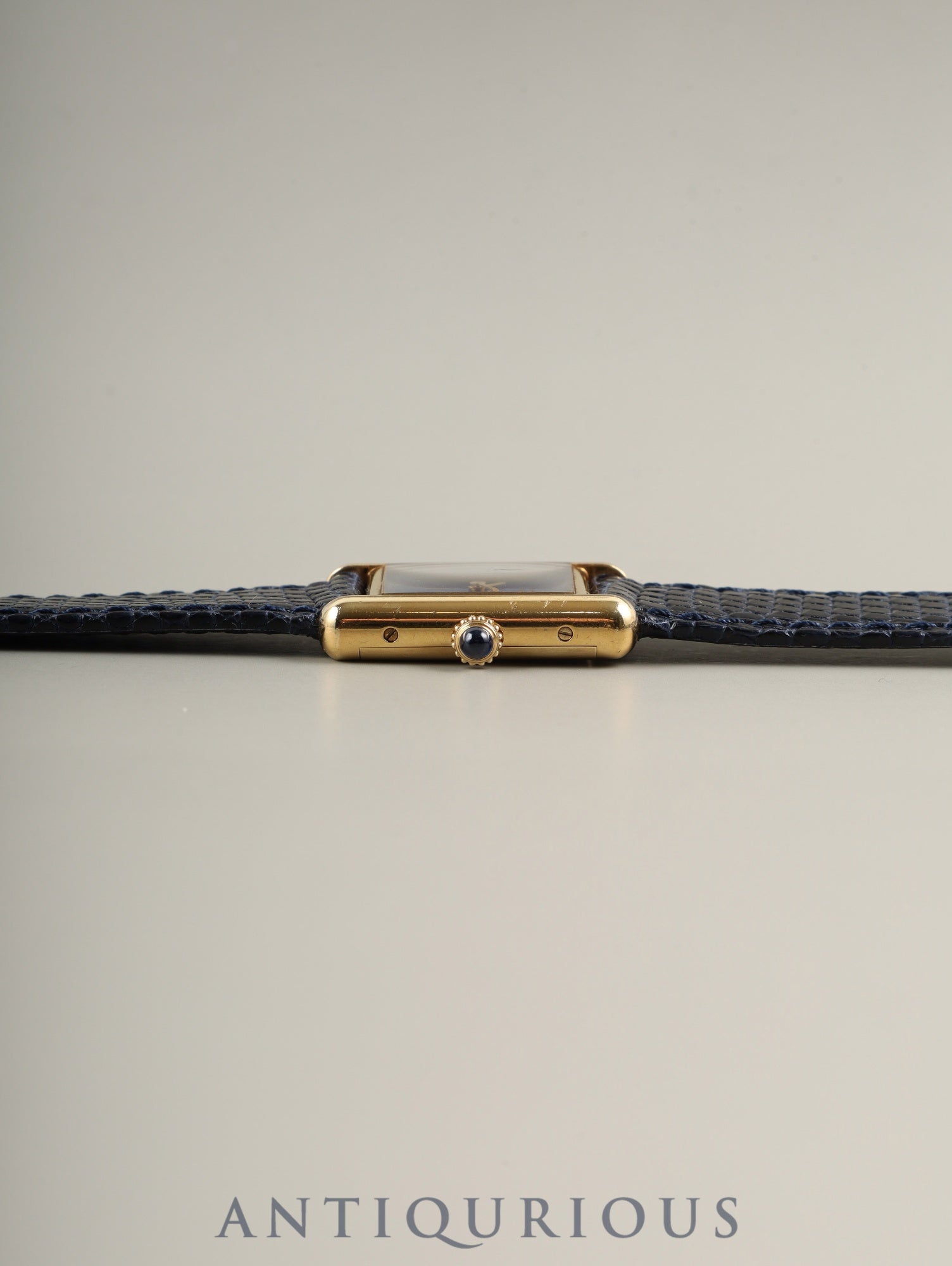 Cartier Must Tank SM Manual Winding Caliber 78-1 SV925 Leather Strap with Genuine GP Buckle, Lapis Lazuli Dial (SWISS Marking), Overhauled