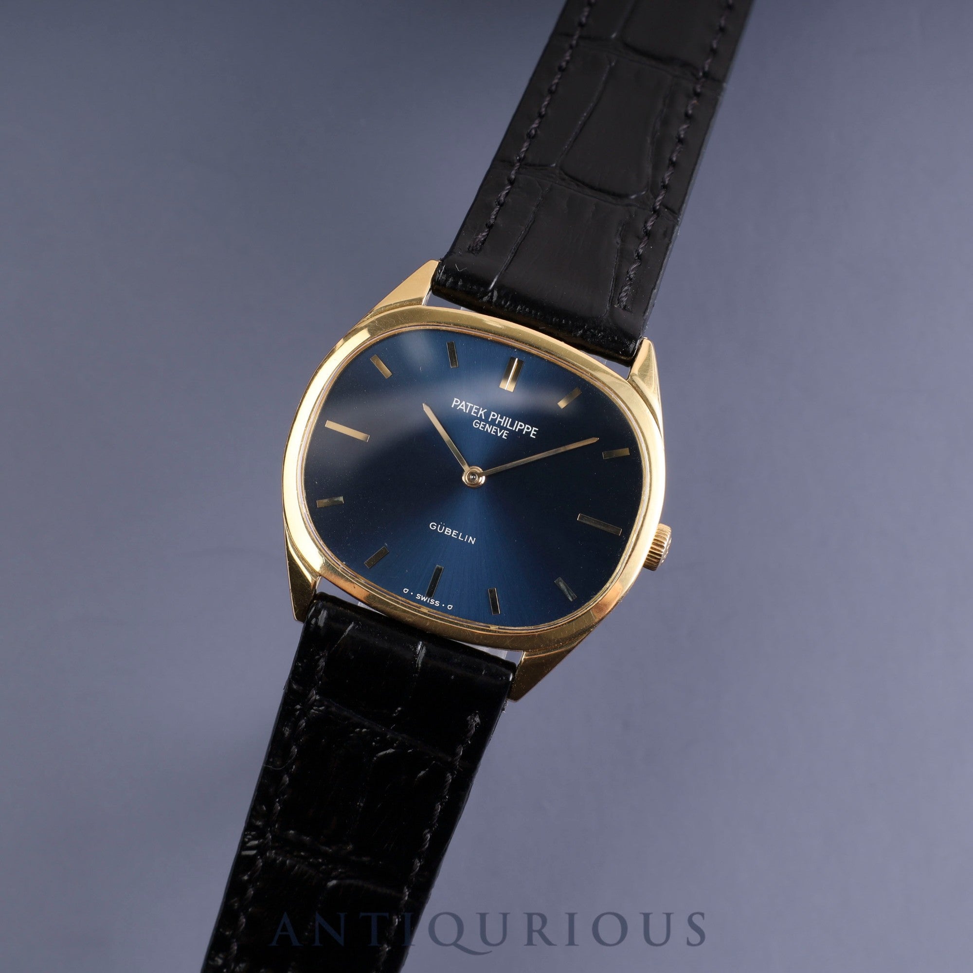 Patek Philippe Golden Ellipse 3545J GUBELIN Double Name Manual Winding Cal.23-300PM YG Leather Blue Dial Paper Box