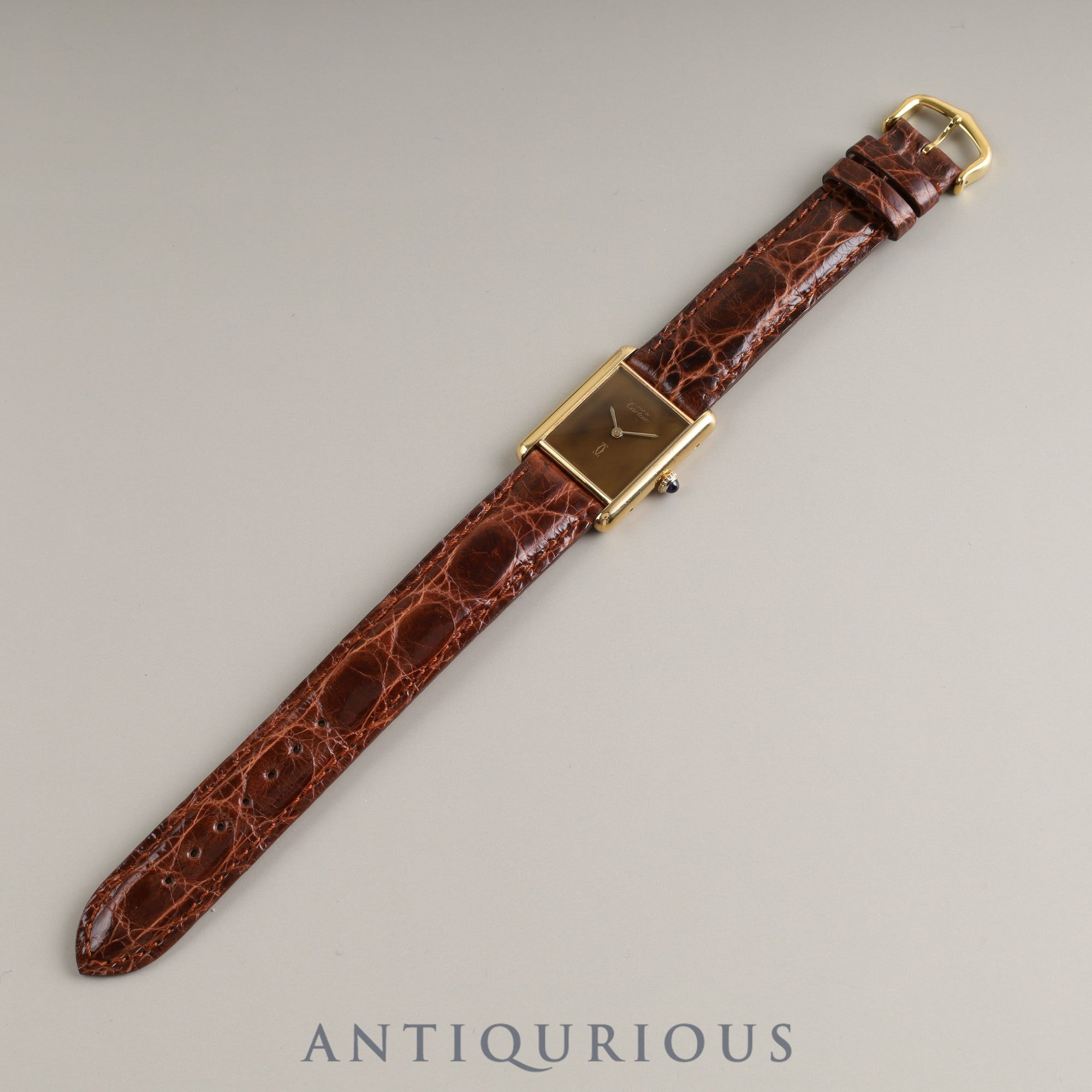Cartier Must Tank LM Manual winding 925 Leather Genuine buckle (GP) Brown mahogany dial 1983 International lifetime warranty Cartier boutique complete service