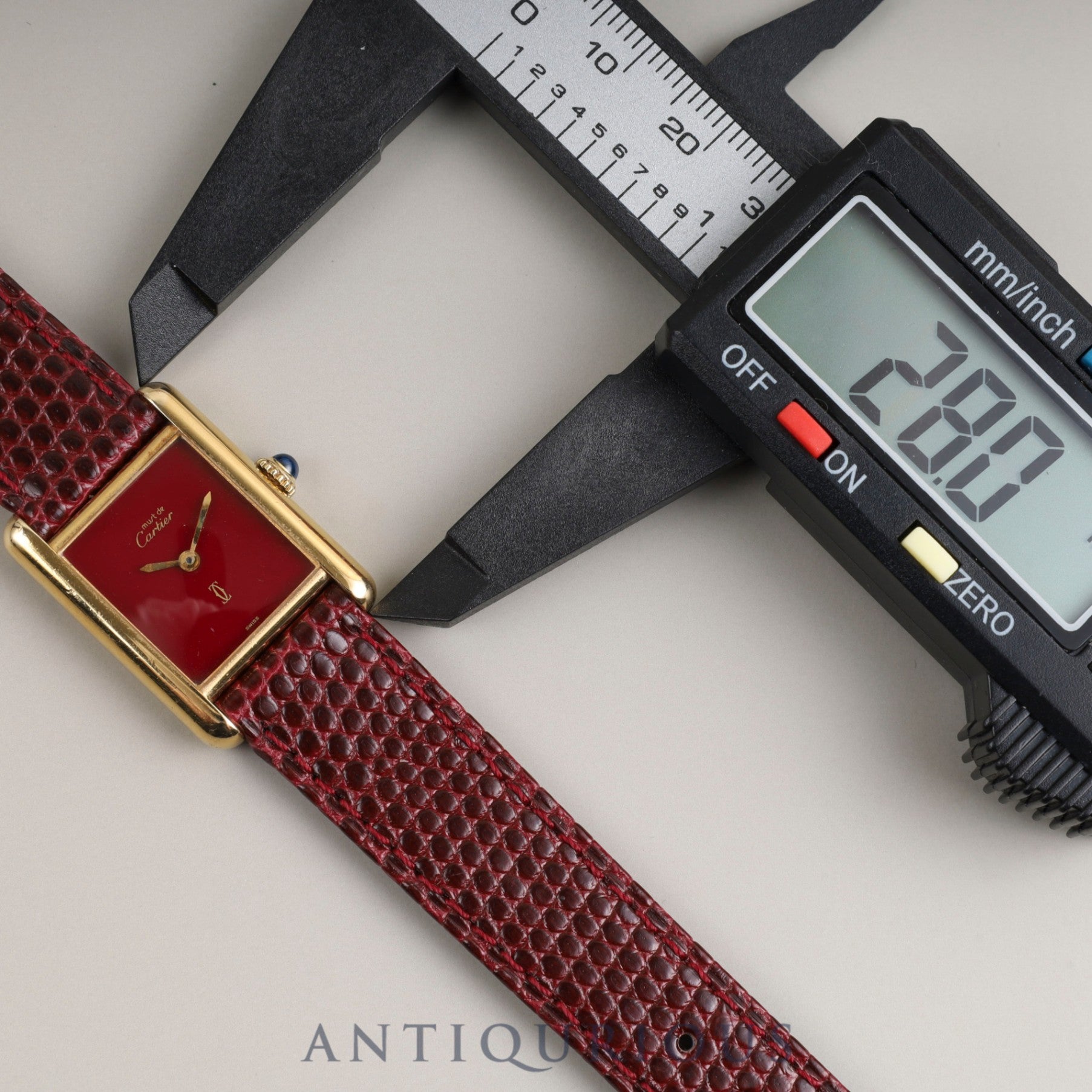 カルティエ マストタンク SM 手巻き Cal.78-1 SV925 革 純正尾錠(GP) ガーネットダイアル ボルドー文字盤 オーバーホール済み