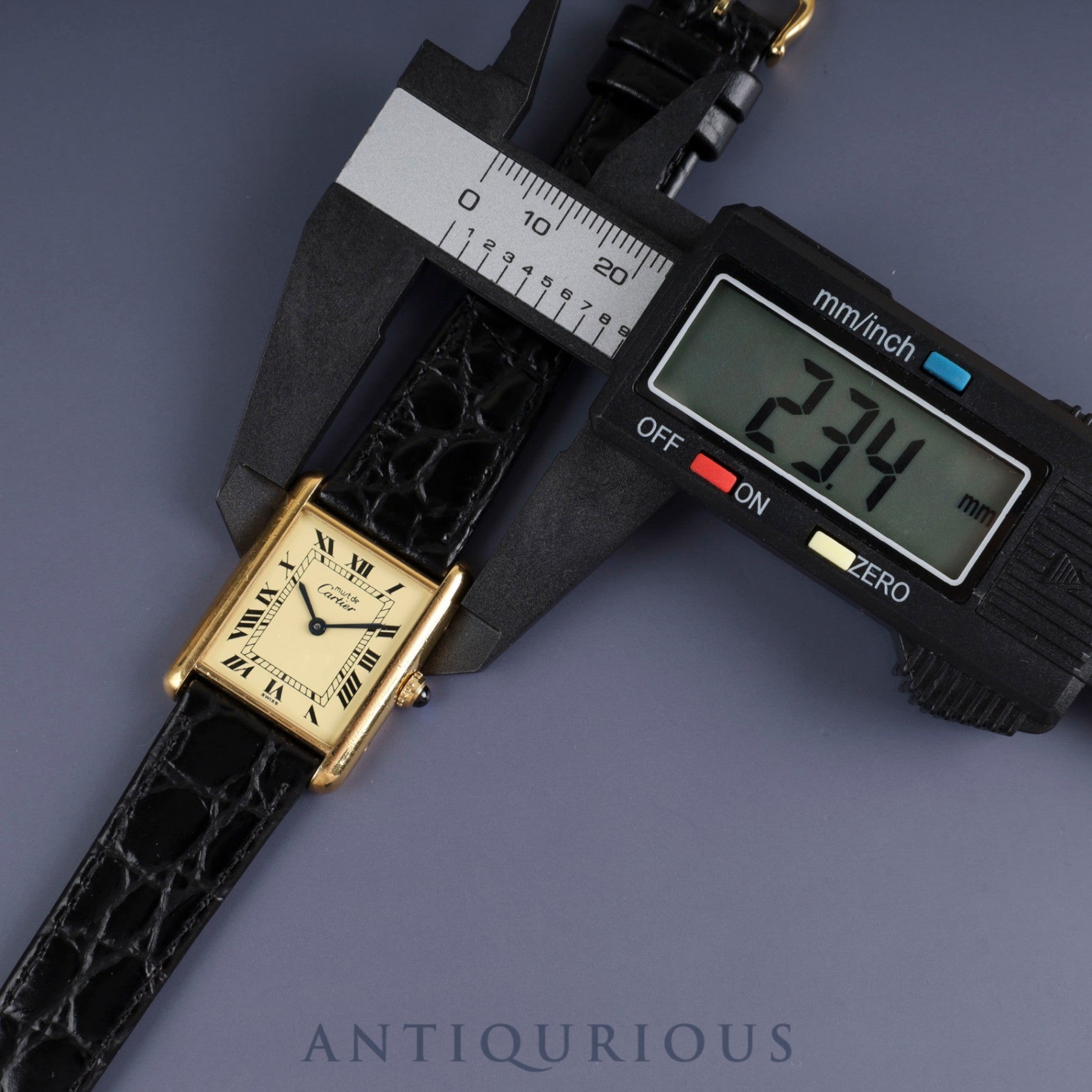 カルティエ マストタンク LM 590005 クォーツ Cal.90 SV925 革 純正尾錠(GP) アイボリーローマン文字盤 1982年頃~1995年頃 オーバーホール済み