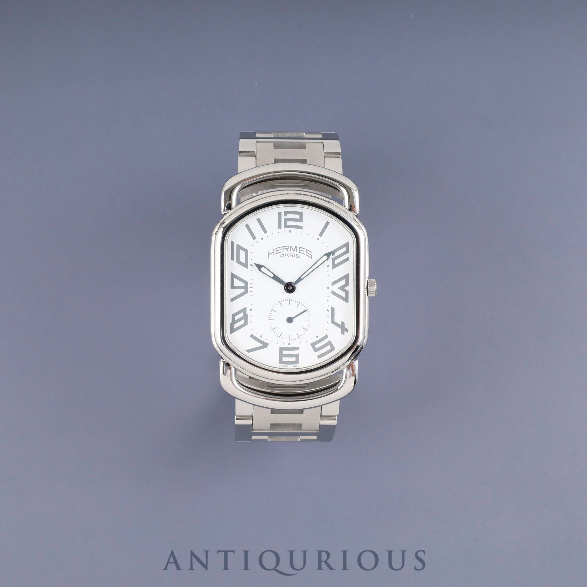 Hermes Rallye RA1.810 Quartz Cal.980.163 Stainless Steel White Dial Box Warranty Card Overhauled