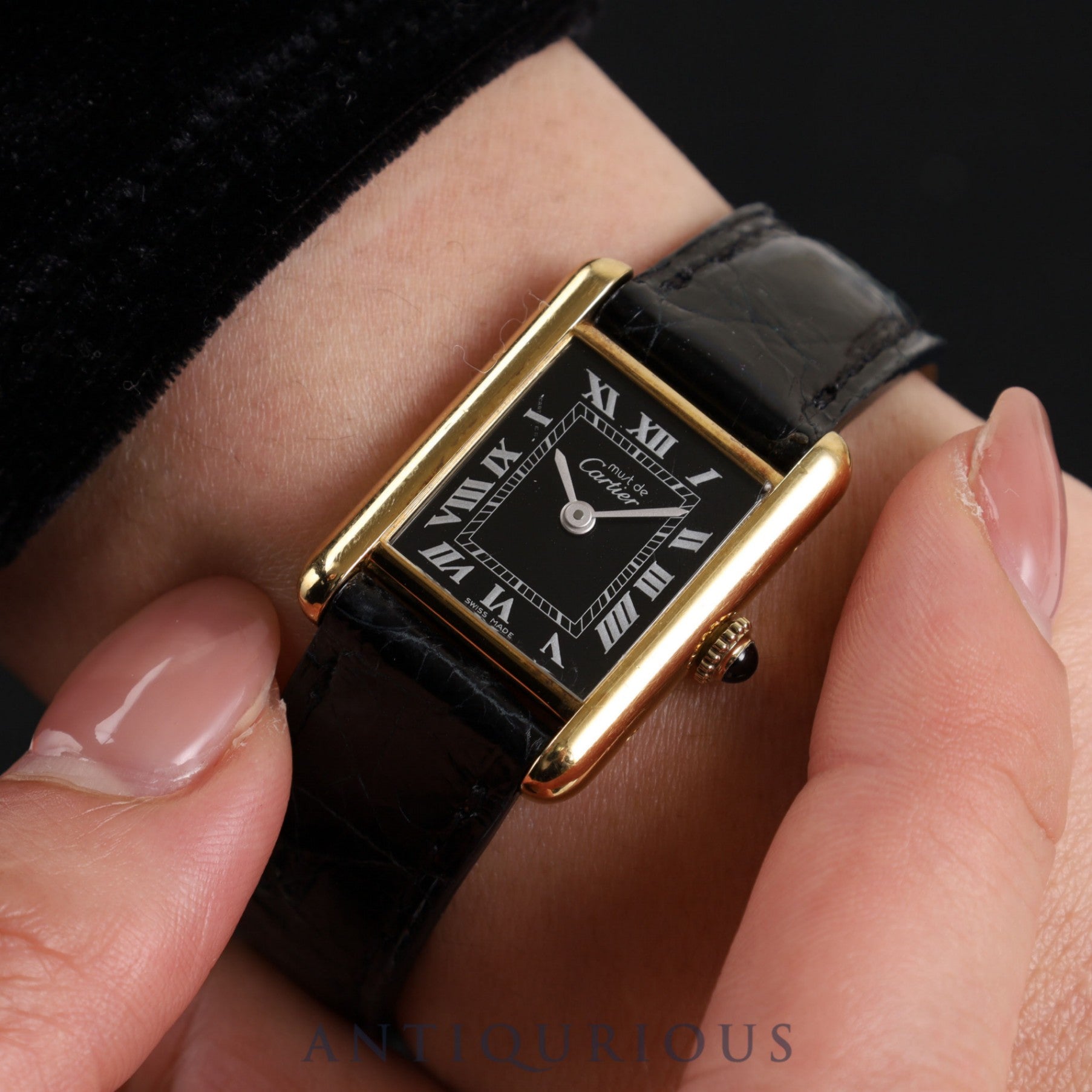 カルティエ マストタンク SM 手巻き Cal.78-1 SV925 純正革ベルト 純正尾錠(GP)ブラックローマン文字盤 オーバーホール済み