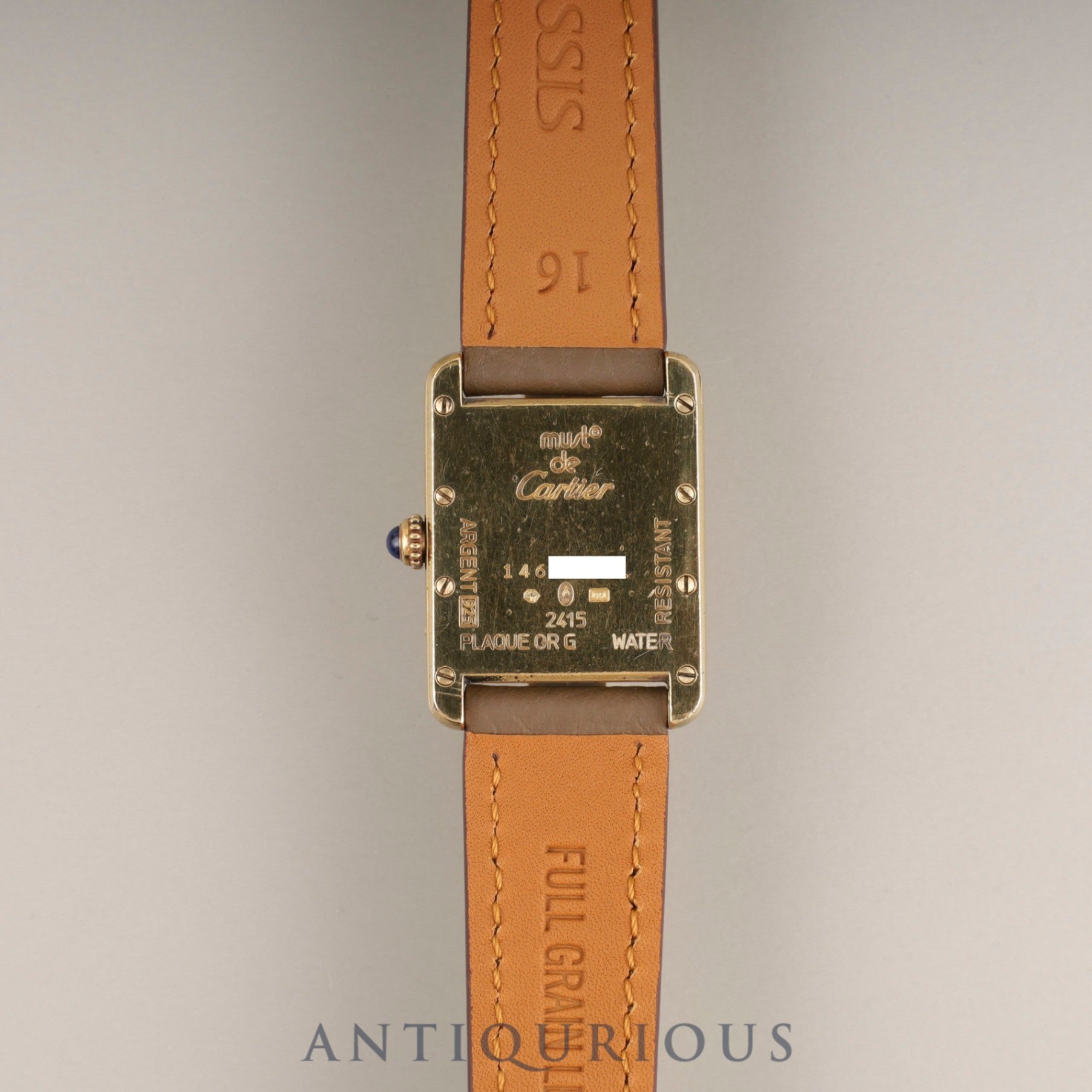 カルティエ マストタンク MM 2415 クォーツ Cal.- SV925 革 純正尾錠(GP) アイボリーローマン文字盤 冊子 オーバーホール済み