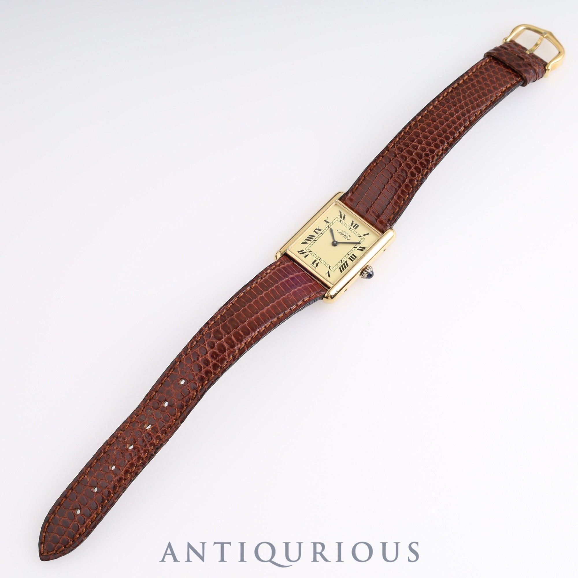 Cartier Must Tank LM Manual Winding SV925 Genuine Buckle (GP) Genuine Belt Ivory Roman Dial