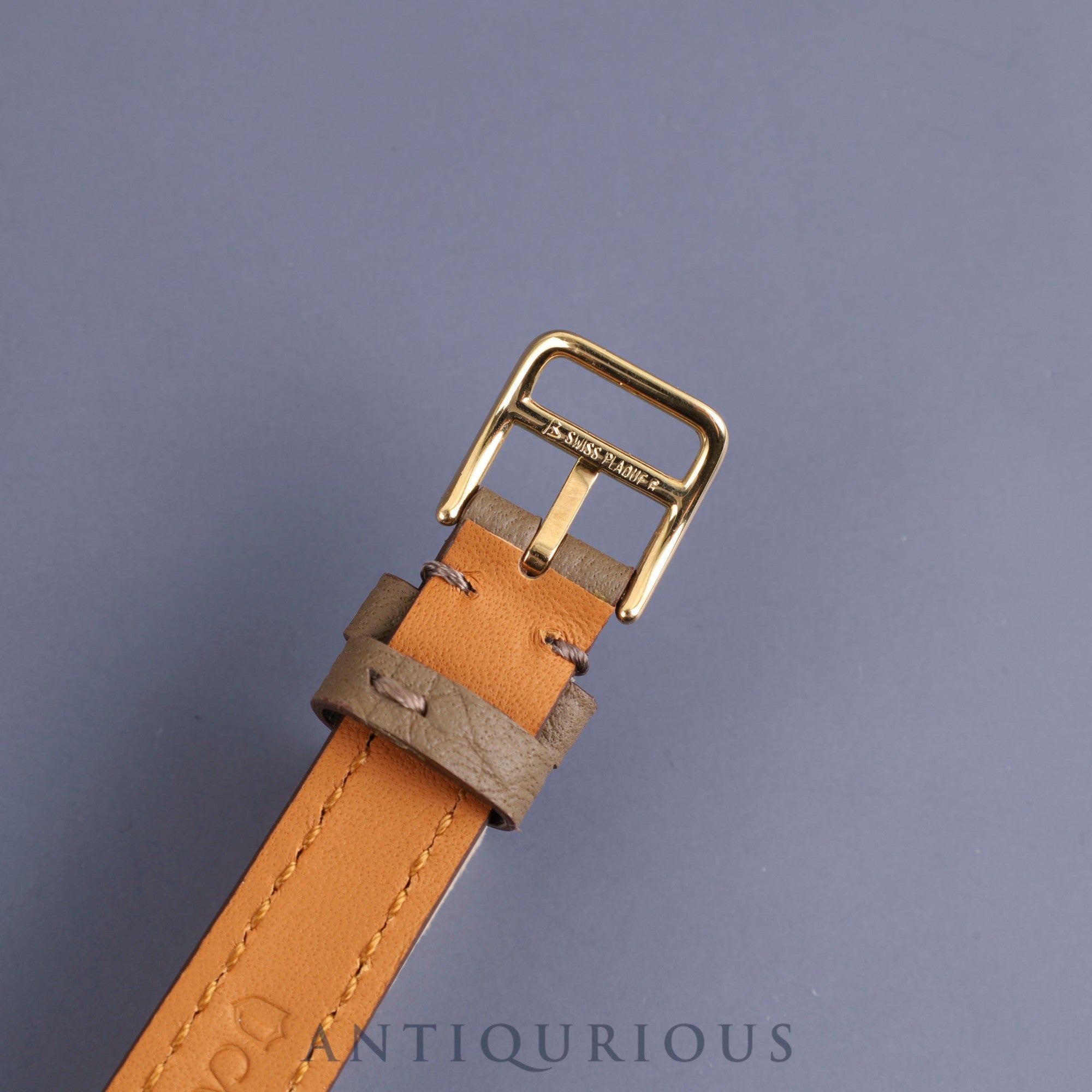 Hermes Ruban 06.32 Quartz Cal.976.001 YG Leather Genuine Buckle (GP) White Dial Overhauled