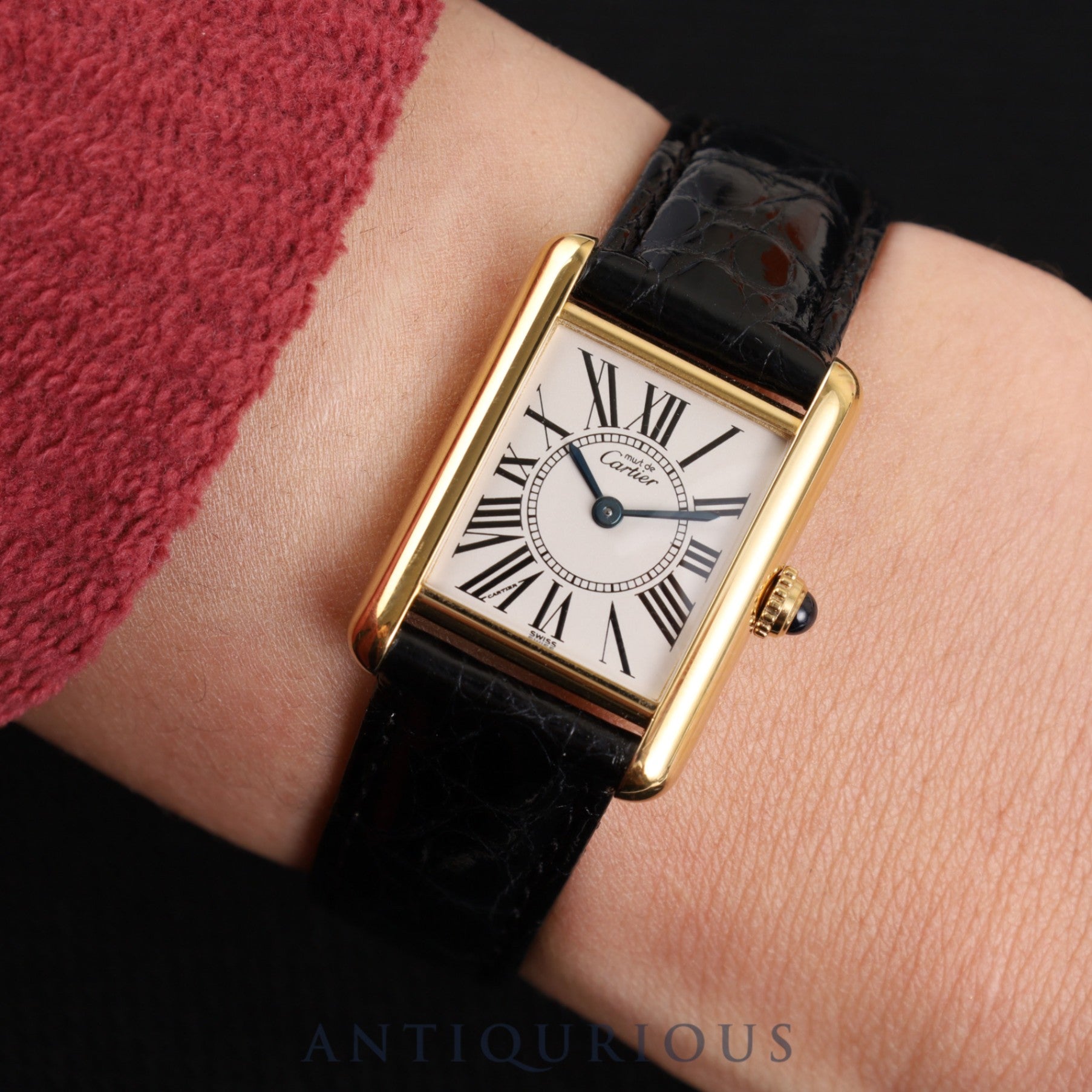 カルティエ マストタンク SM 1613 クォーツ Cal.057 SV925 革 純正Dバックル(GP)オパラン文字盤 オーバーホール済み