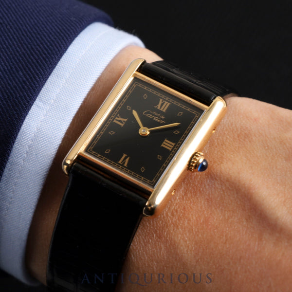 Cartier Must Tank LM 590005 Quartz SV925 Leather Genuine Buckle (GP) Roman Dial Complete service (full maintenance) completed at Cartier boutique