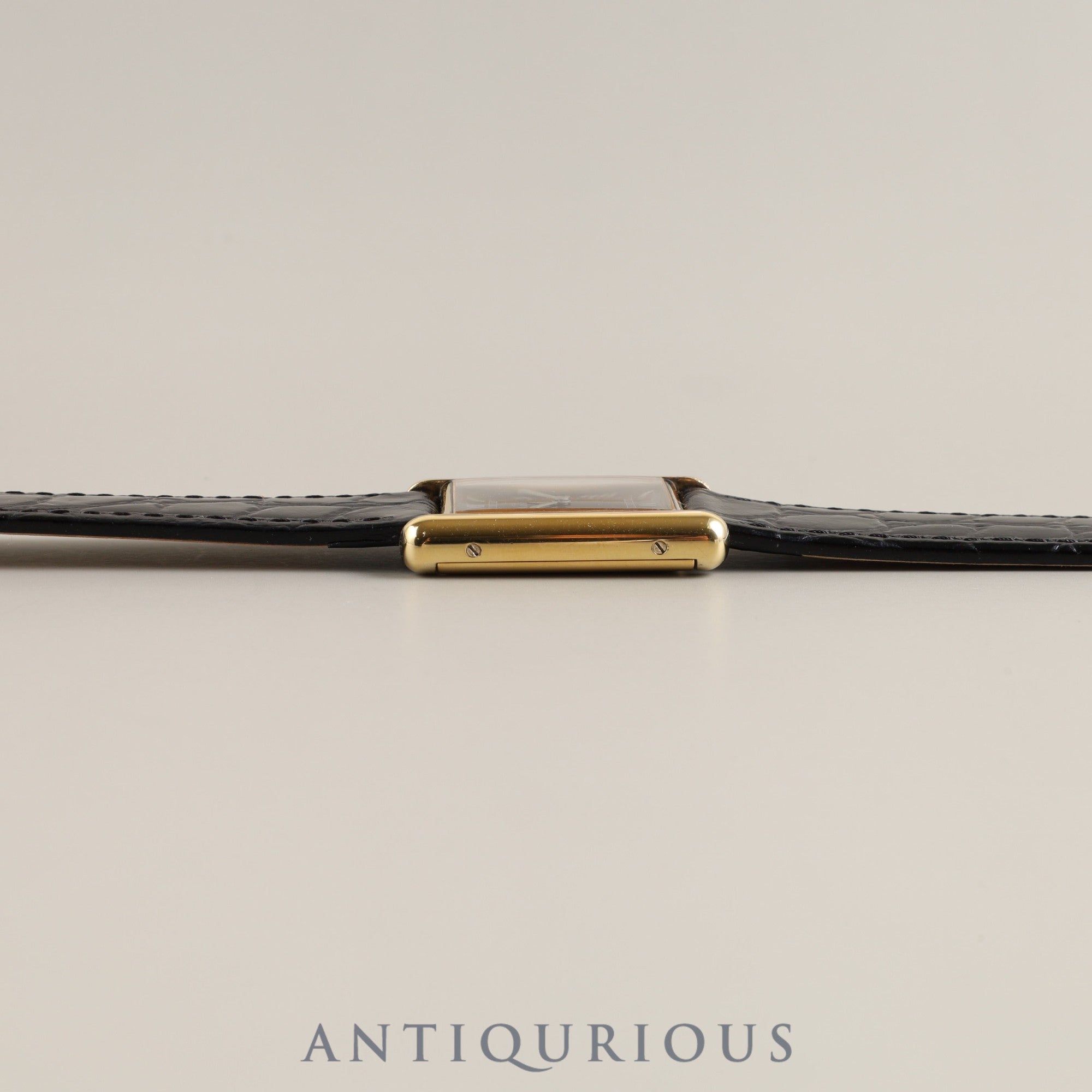Cartier Must Tank LM Manual winding Cal.78-1 SV925 Leather Genuine buckle (GP) Black Roman dial Overhauled