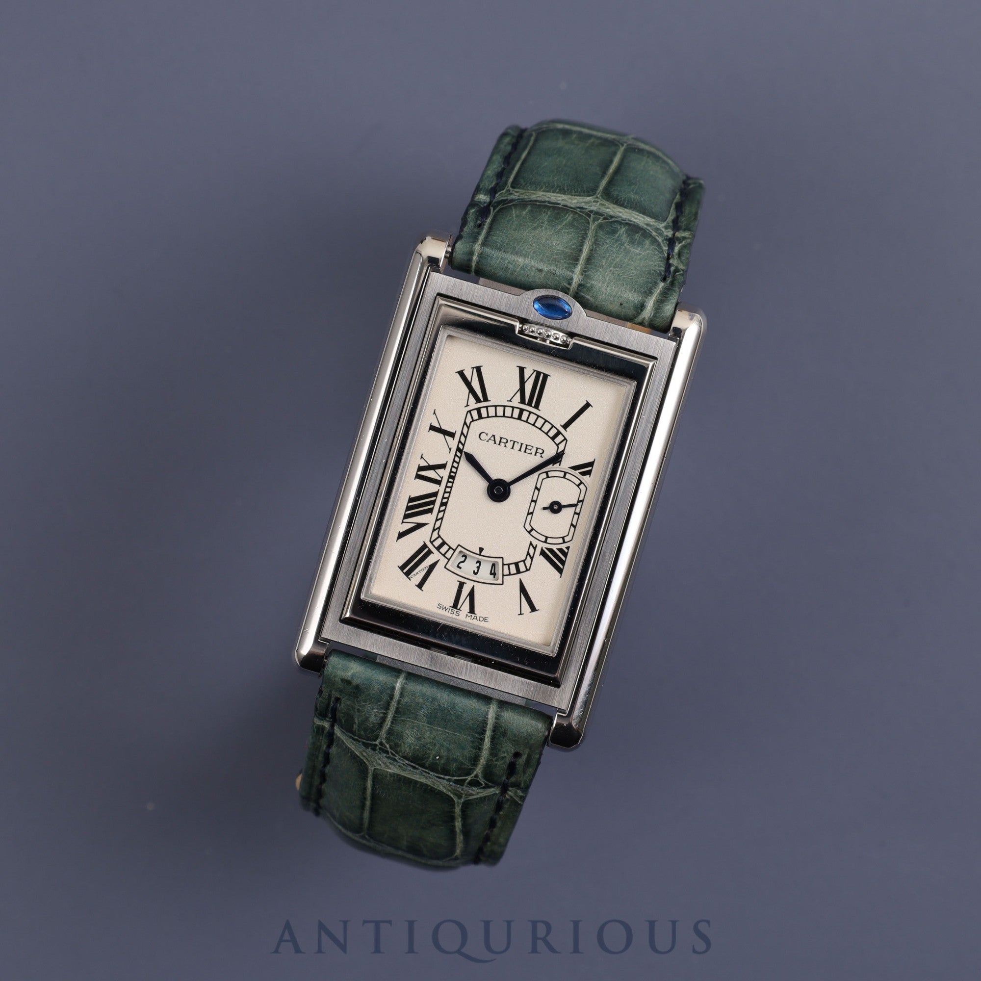 Cartier Tank Basculant LM / 2522 Quartz SS Leather Genuine Buckle (SS) Silver Dial Box Warranty Card Complete Cartier Boutique Service
