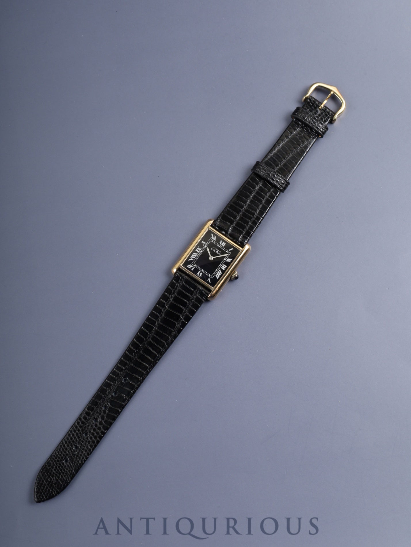 カルティエ マストタンク LM 手巻き Cal.ETA2512 SV925 革 純正尾錠(GP)ブラックローマン文字盤(SWISS表記) オーバーホール済み