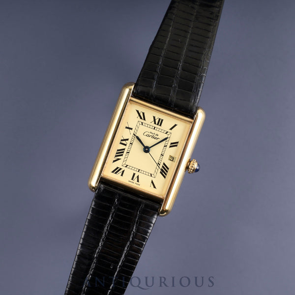 Cartier Must Tank GM (XL) W1017454/2413 Quartz Cal.687 SV925 Leather Genuine Buckle (GP) Ivory Roman Dial Overhauled