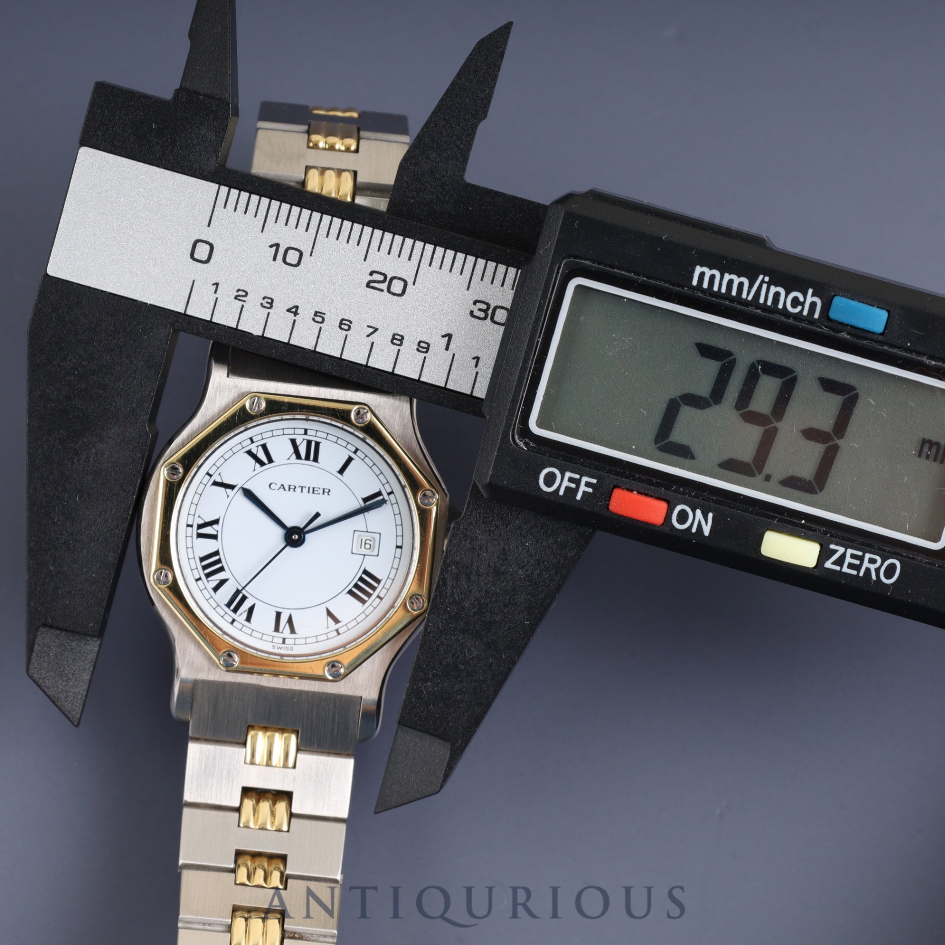 Cartier Santos Octagon LM 2966 Automatic Cal. 077 Stainless Steel/Yellow Gold White Roman Dial Overhauled